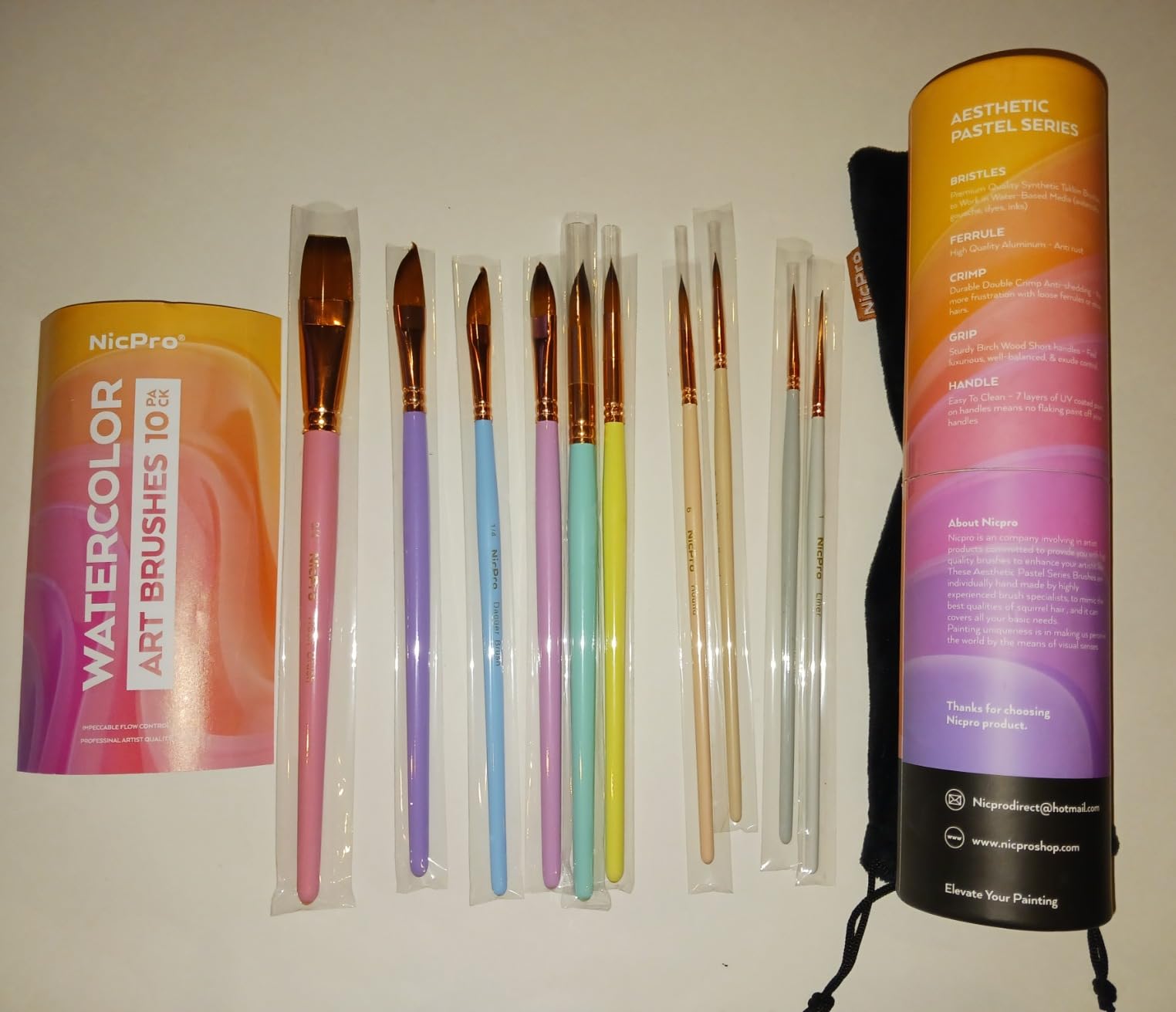 Nicpro 10PCS Watercolor Brushes, Aesthetic Professional Watercolor Paint Brush Set with Round, Cat Tongue, Liner, Dagger, Wash customer photo 2