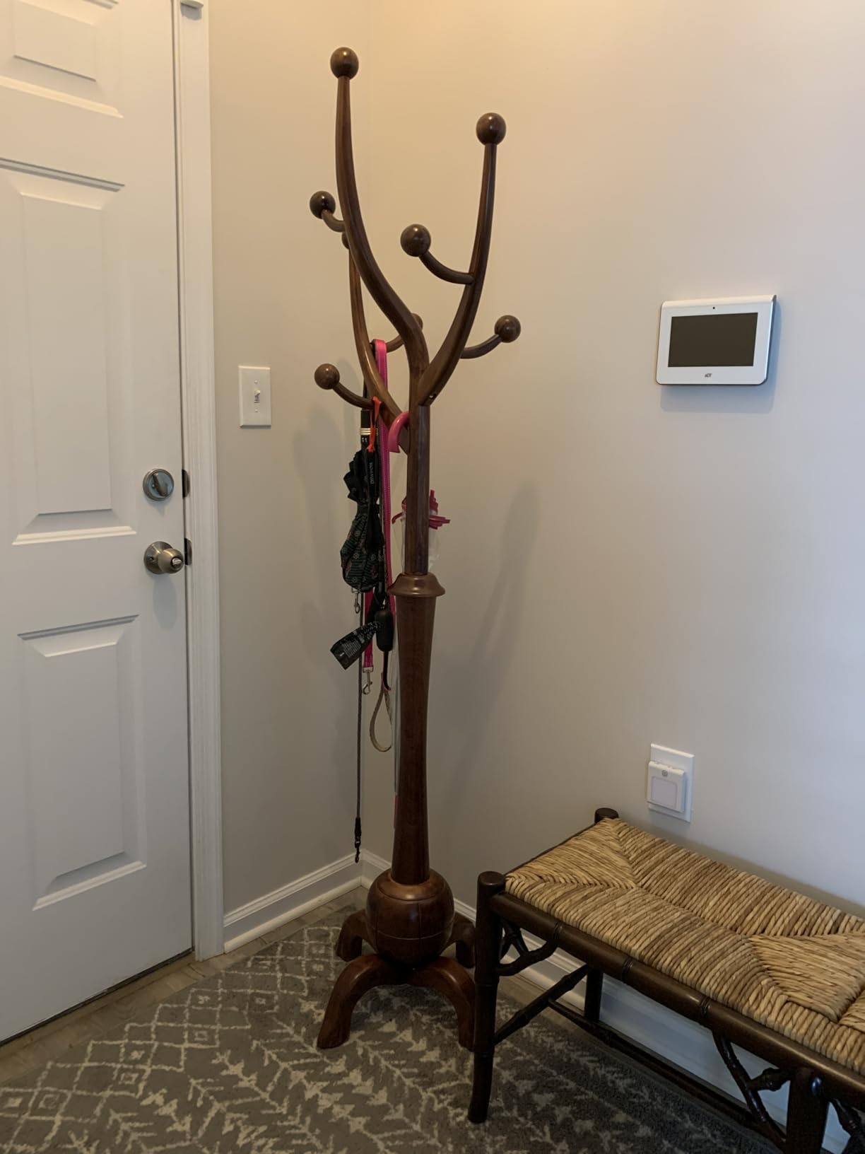 Coat Rack Freestanding Wood Coat Tree Rack with 8 Hooks, Creative Design Tree Branch-look, Standing Coat Rack Clothes Hanger Stand with Sturdy Base for Entryway, Hallway, Bedroom - Load 160lb (Walnut) customer photo 1