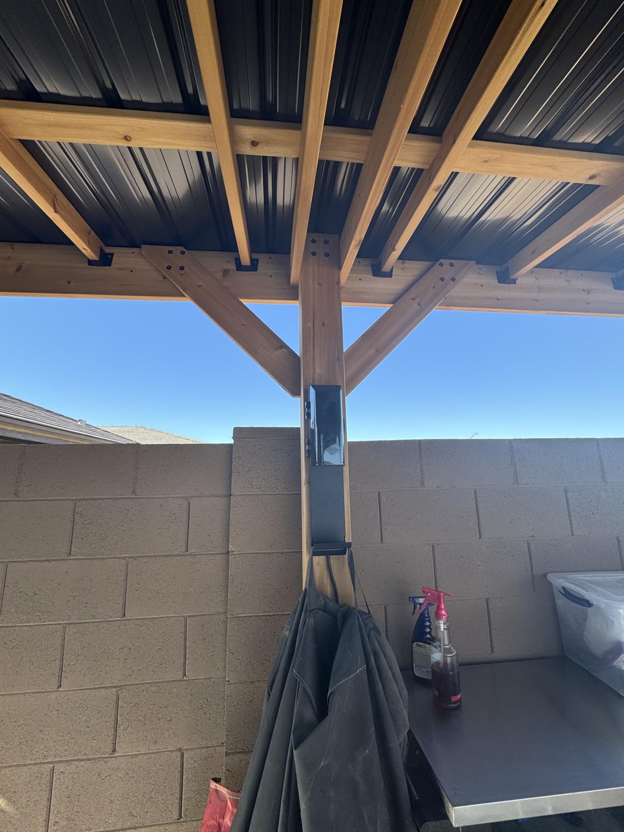 Backyard Discovery Arcadia 20' x 9.5' Cedar Wood Outdoor Gazebo Pavilion with Hardtop Galvanized Steel Slope Roof, Snow Support, Wind Resistance, PowerPort, Shade for Garden, Patio, Deck, Entertaining customer photo 1