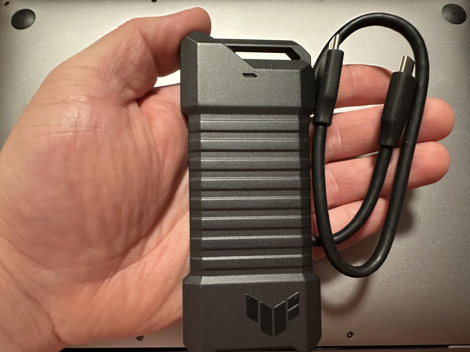 ASUS TUF Gaming A1 External M.2 NVMe SATA PCIe SSD Enclosure - USB-C, M.2 Q-Latch for Easy Installation, Drop Resistance, IP68 Water and dust Resistance, PS5 and Xbox Support,Black customer photo 1
