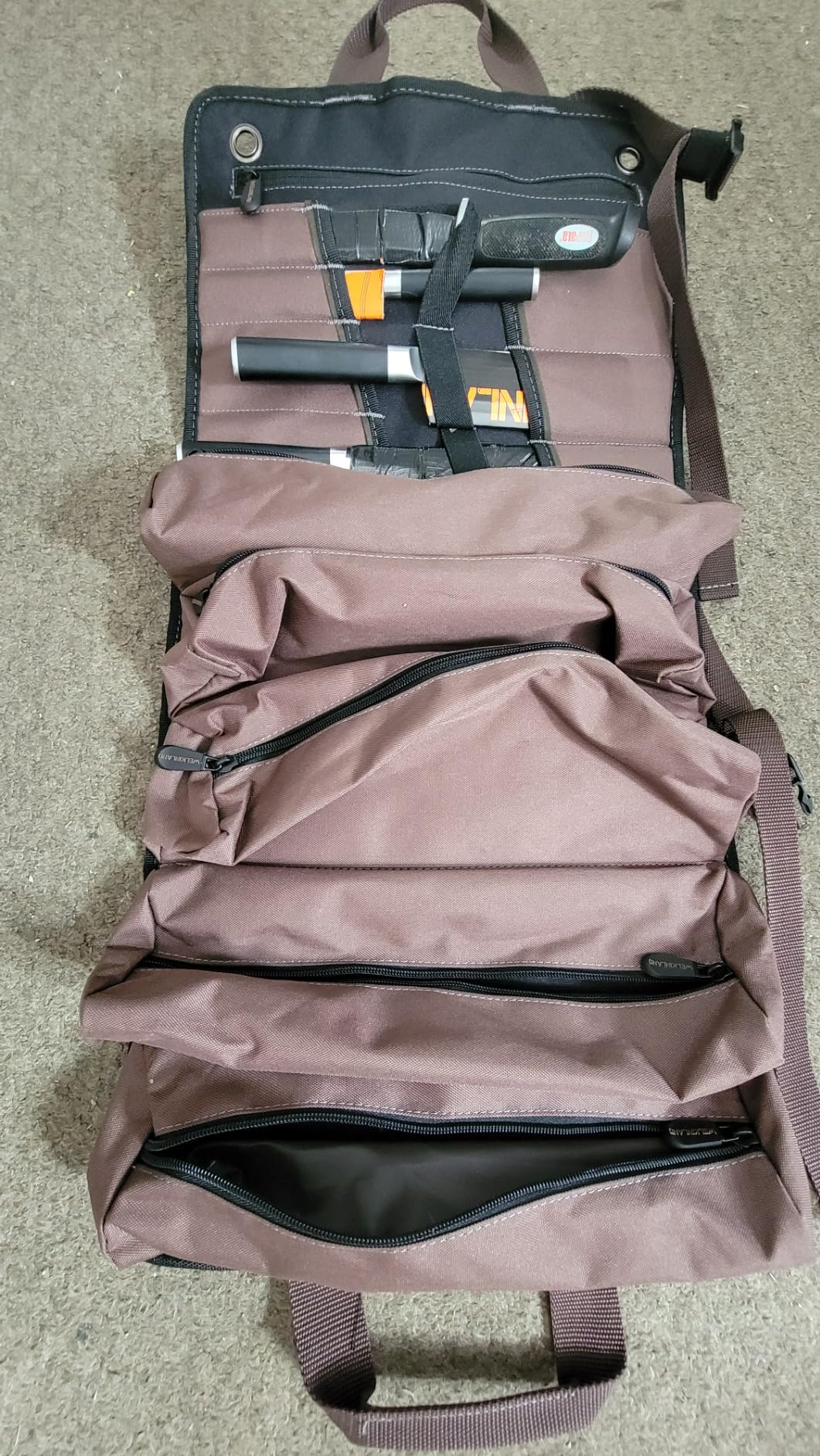 WELKINLAND Heavy-Duty Waxed Canvas Tool roll, 15-Pockets Tool Wrap Roll, 15L Tool Up Roll Bags, Tool Bag Roll, Tool roll organizer, Roll up tool bag organizer customer photo 2