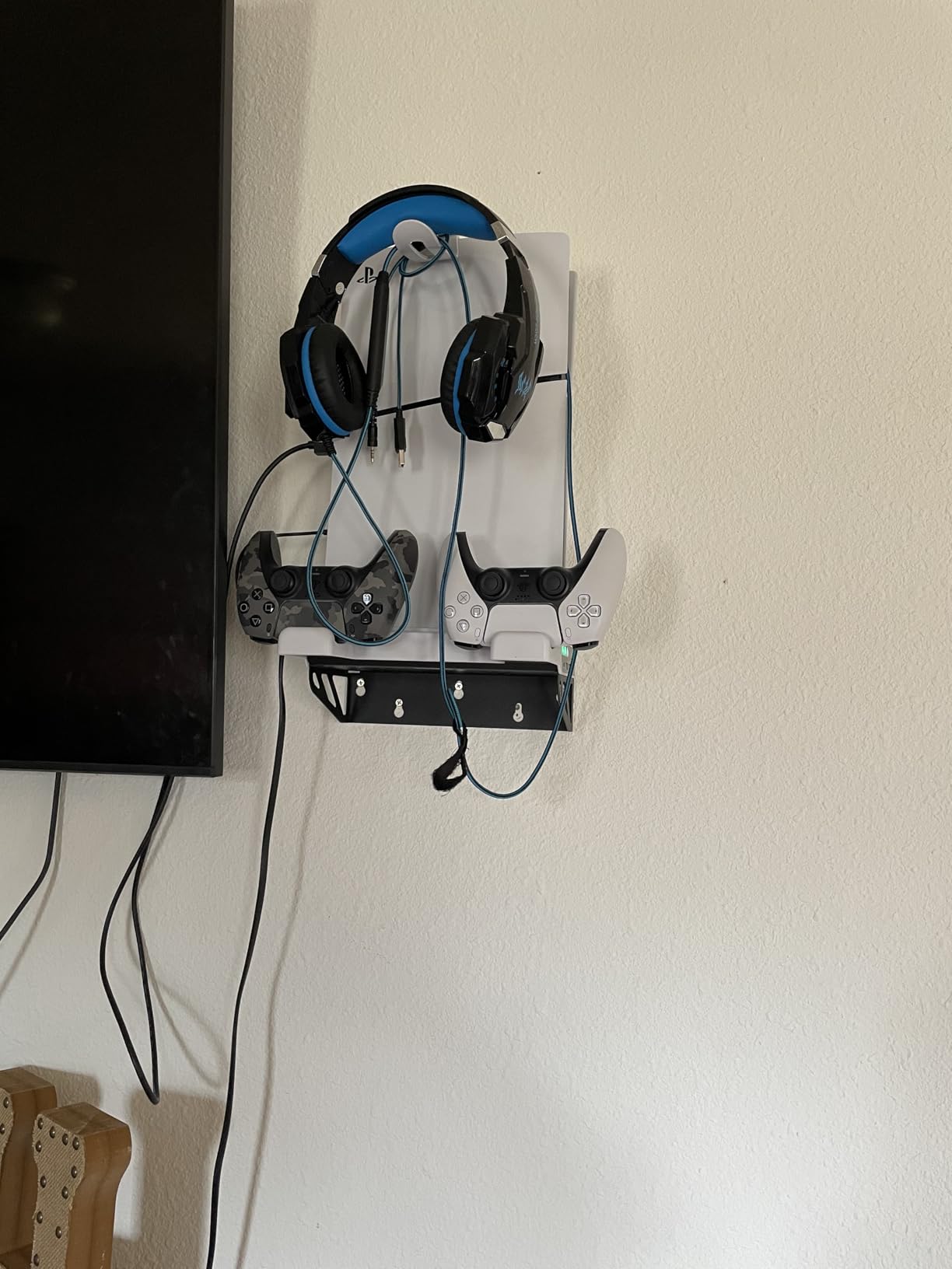 PS5/Slim/Pro Wall Mount Kit with Cooling Fan & Charging Station, PS5 Shelf Floating Mount for All PlayStation 5/Slim/Pro Disc & Digital Console customer photo 1