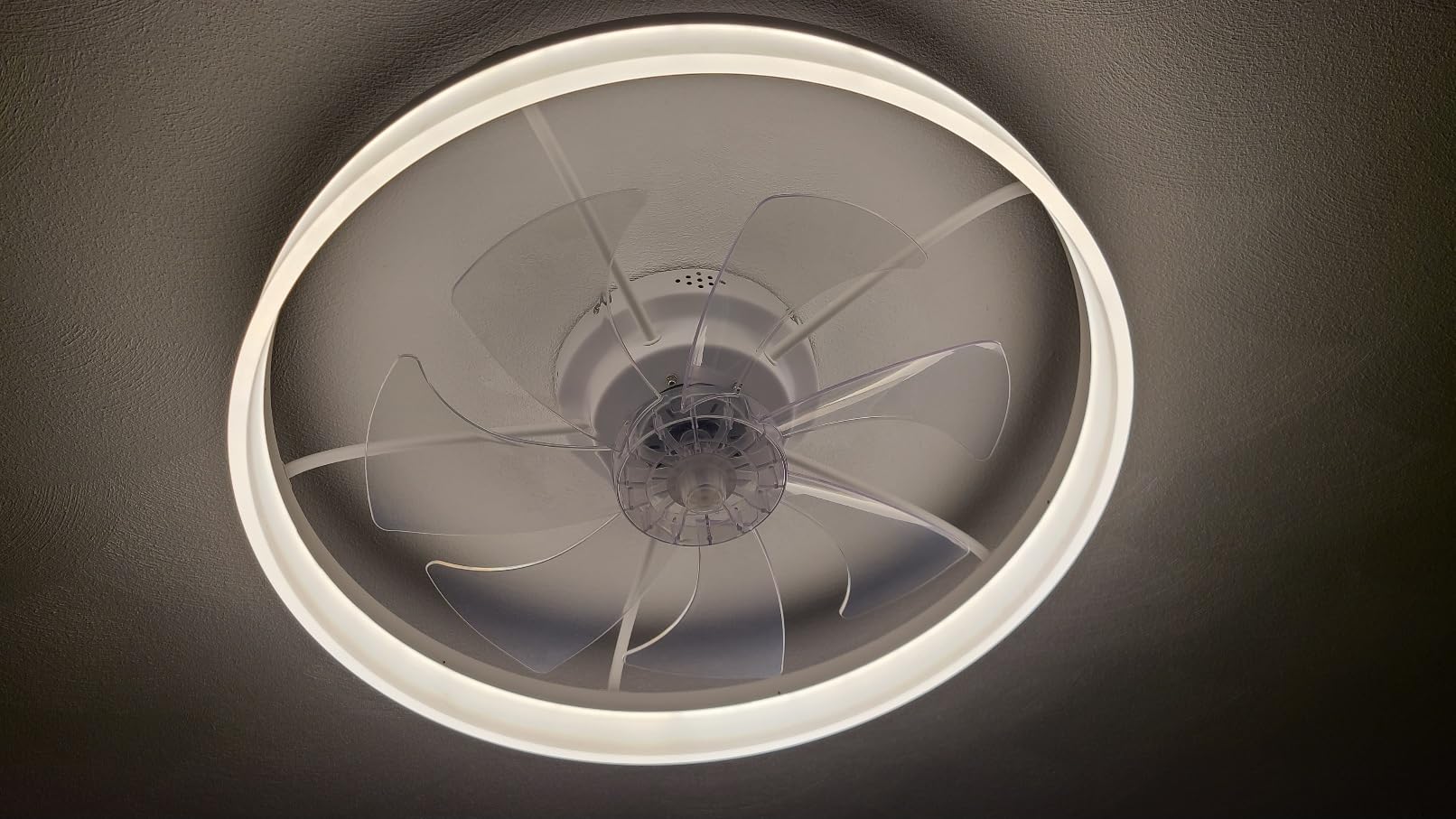 VOLISUN Low Profile Ceiling Fans with Lights and Remote, Fandelier Ceiling Fan Flush Mount, 3000K-6500K Smart Bladeless LED Fan Light, Black Modern Ceiling Fans with Lights for Bedroom customer photo 1