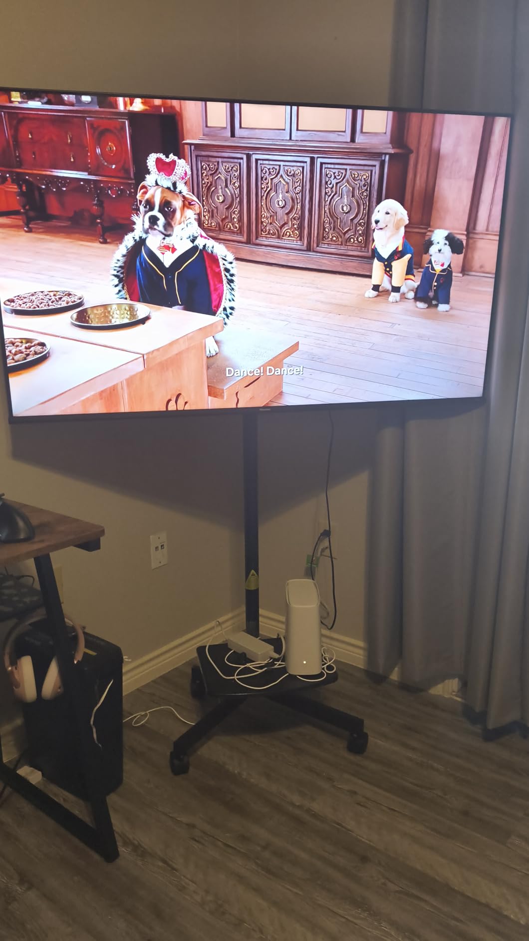 PERLESMITH Rolling TV Stand on Wheels for 23-60 Inch Flat Curved Screen TVs, Mobile TV Cart Holds up to 99 lbs -Portable TV Stand Adjustable Height with Shelf/Tray, Max VESA 400x400mm, PSTVMC04 customer photo 1