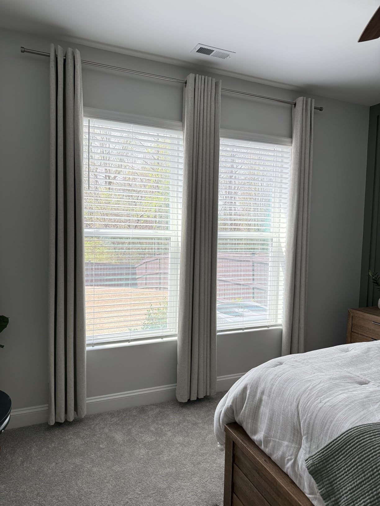 H.VERSAILTEX 100% Blackout Curtains for Bedroom Thermal Insulated Linen Textured Curtains Heat and Full Light Blocking Drapes Living Room Curtains 2 Panel Sets, Cobblestone, 52x84 Inch customer photo 1