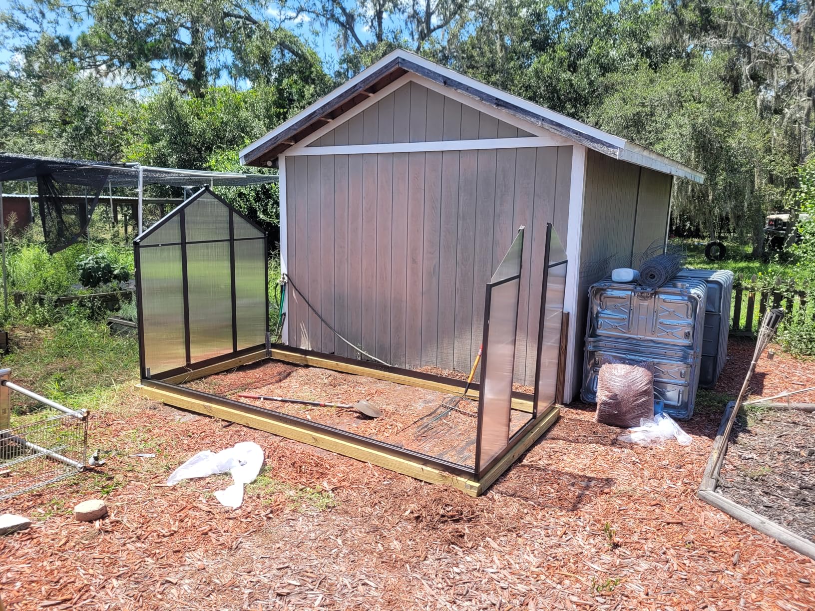 VEIKOU 6'x12' Greenhouse for Outdoors, Upgraded Rivet Structure with 2 Vents, Lockable Door, 4mm Twin-Wall Polycarbonate, Aluminum Heavy Duty Greenhouse for Winters, Gray customer photo 1