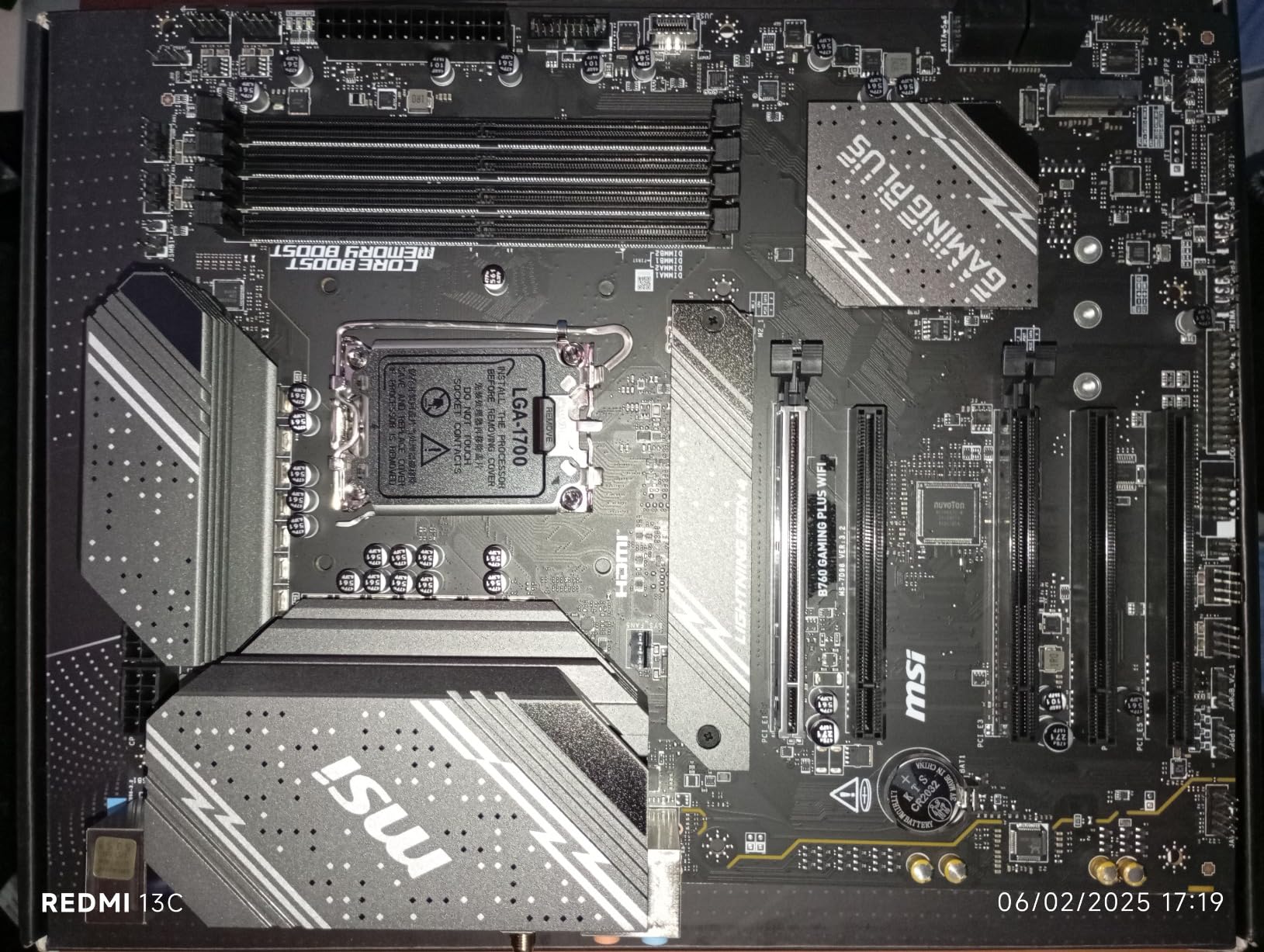 MSI B760 Gaming Plus WiFi Gaming Motherboard - Supports 12th/13th/14th Gen Intel, LGA 1700, DDR5, PCIe 4.0, M.2, 2.5Gbps LAN, Wi-Fi 6E, ATX customer photo 2