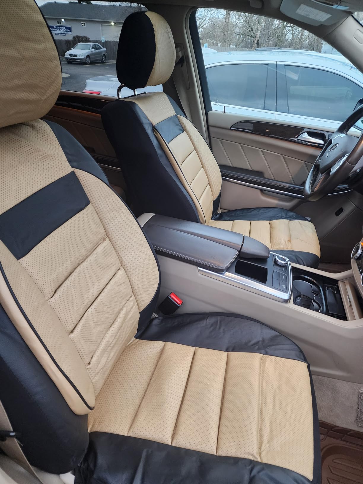 CAR PASS Faux Leather Car Seat Covers Front Seats Only, 3D Foam Support Car Seat Covers, Universal fit for Trucks Vans SUVs Sedans Automotive Comfortable, Airbag Compatible 2 Pieces Front Solid Black customer photo 1