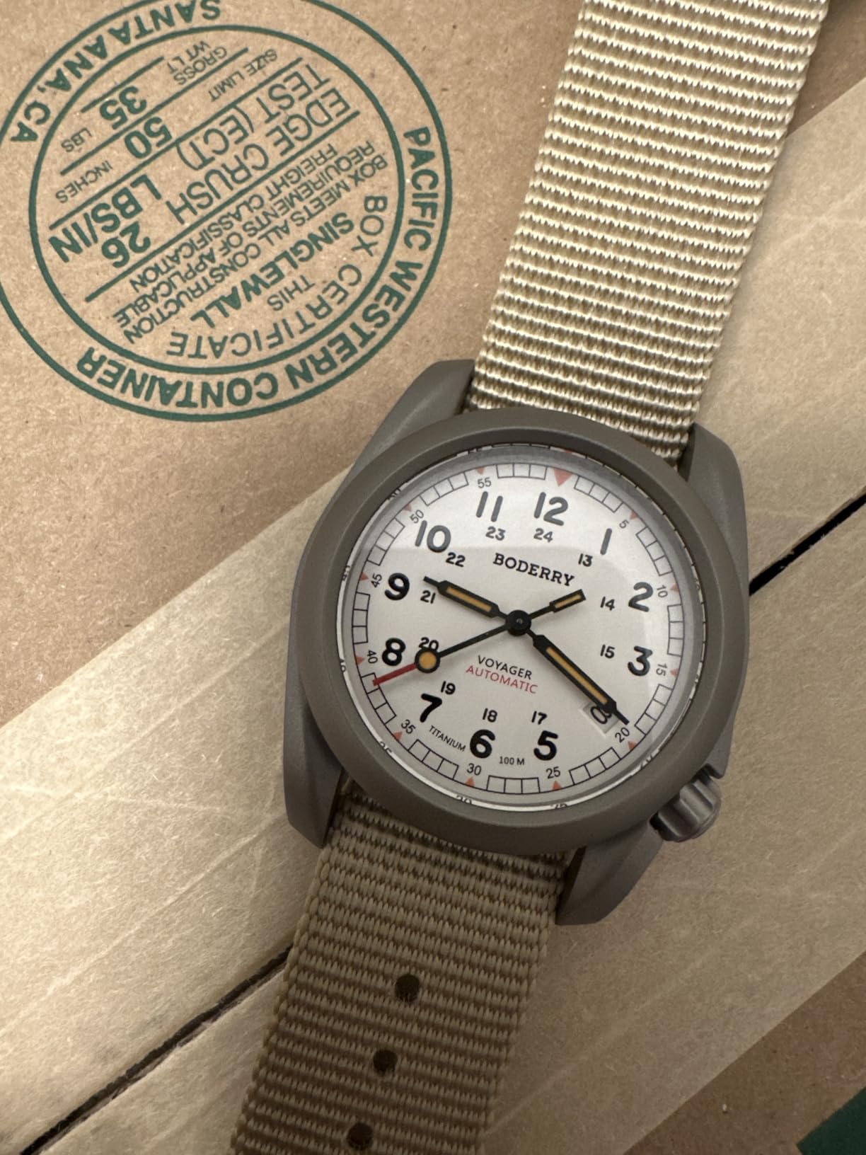 Voyager Men's Watch Titanium Automatic Field Watch 40mm Military Watch Day Date Function 100M Waterproof with Nylon Strap Japanese Mechanical Movement & Screw Down Crown customer photo 1