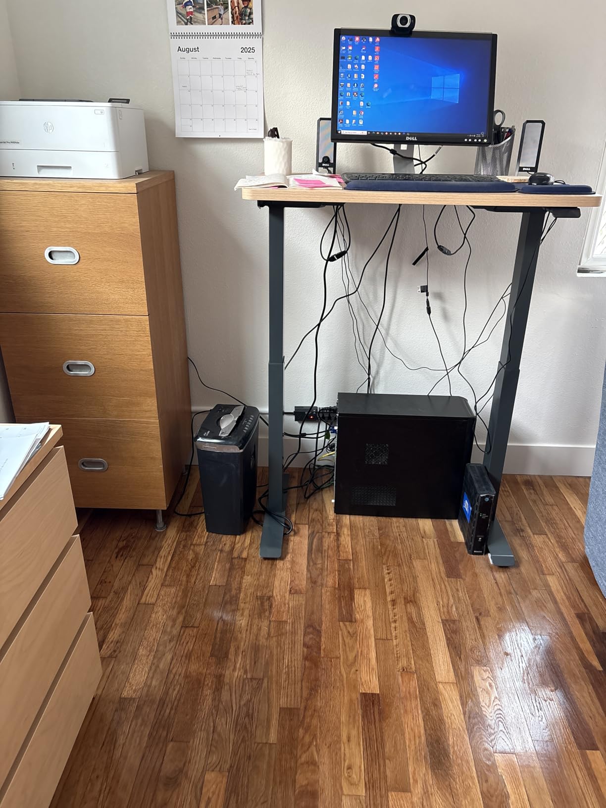 Branch Duo Standing Desk 36 Inches - Adjustable Standing Desk with 20 Range - OLED Control Panel - Frameless Design & Compact Size Suitable for Many Spaces - White Base - Walnut Top customer photo 1