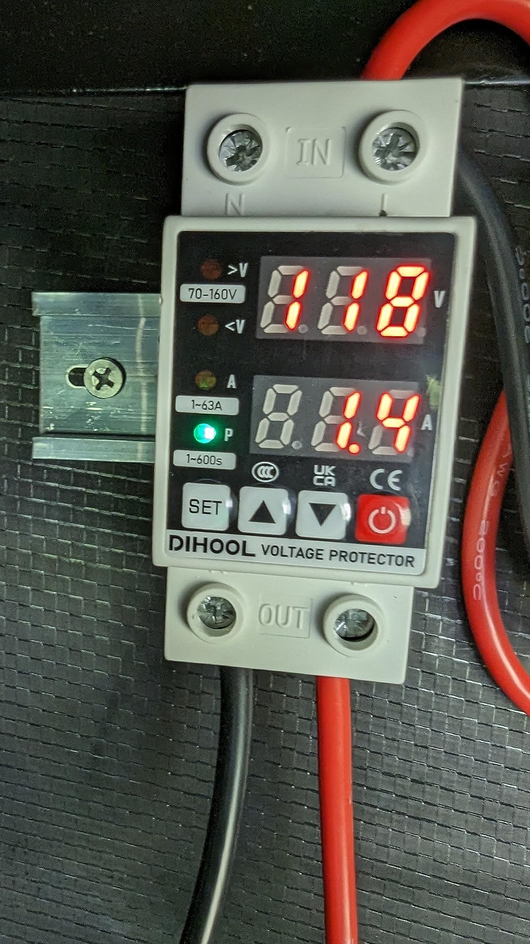 DIHOOL Adjustable Voltage Protector 110V 220V, Low/High Voltage Cutoff and Overcurrent Protection, 70-200V Undervoltage, 140-300V Overvoltage, 1-63A Smart Circuit Breaker AC Disconnect, DIN Rail Mount customer photo 1