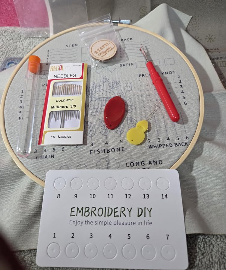 ETSPIL Embroidery Kit for Beginners & Adults, 3-Pack 33-Stitch Practice Samplers, Pre-Stamped Patterns customer photo 1