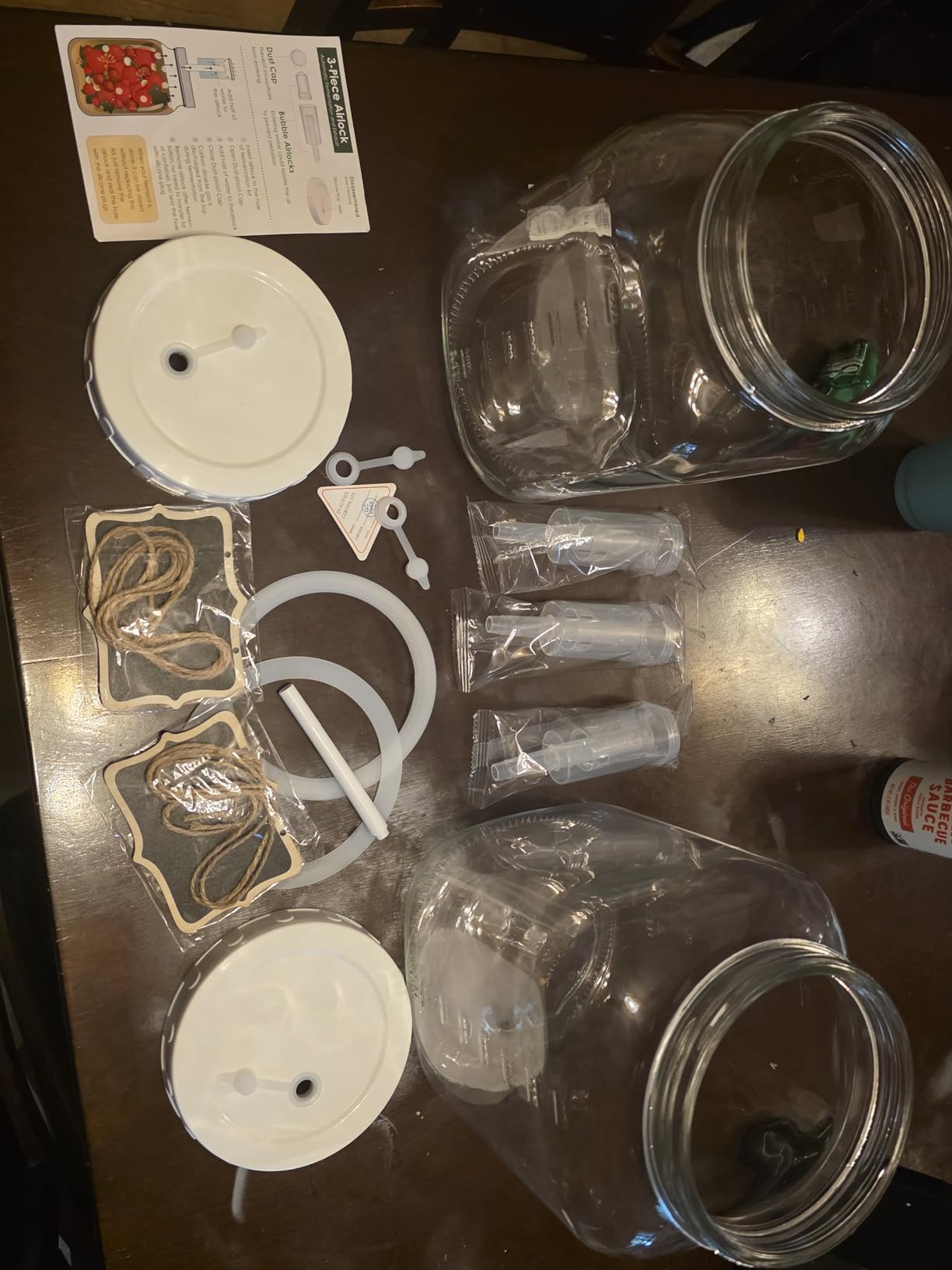 Folinstall 2 Pack 1 Gallon Large Fermentation Jars w 2 SCREW Lid and 3 Airlock - 100% Airtight Lid, Wide Mouth Glass Jar, Pickle Jar w Scale Mark for Sourdough Starter customer photo 1