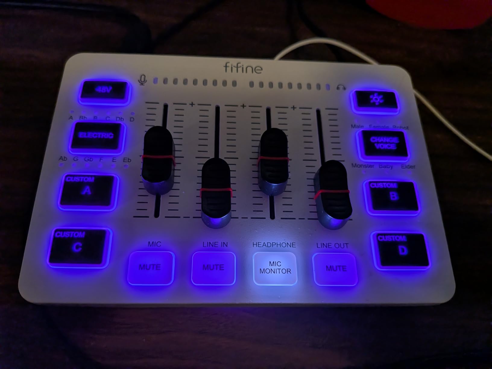FIFINE Audio Mixer, Gaming Streaming PC Mixer with Slider Fader, XLR Microphone Interface, Monitoring, for Video/Game Voice/Podcast Recording-AmpliGame SC3W customer photo 2