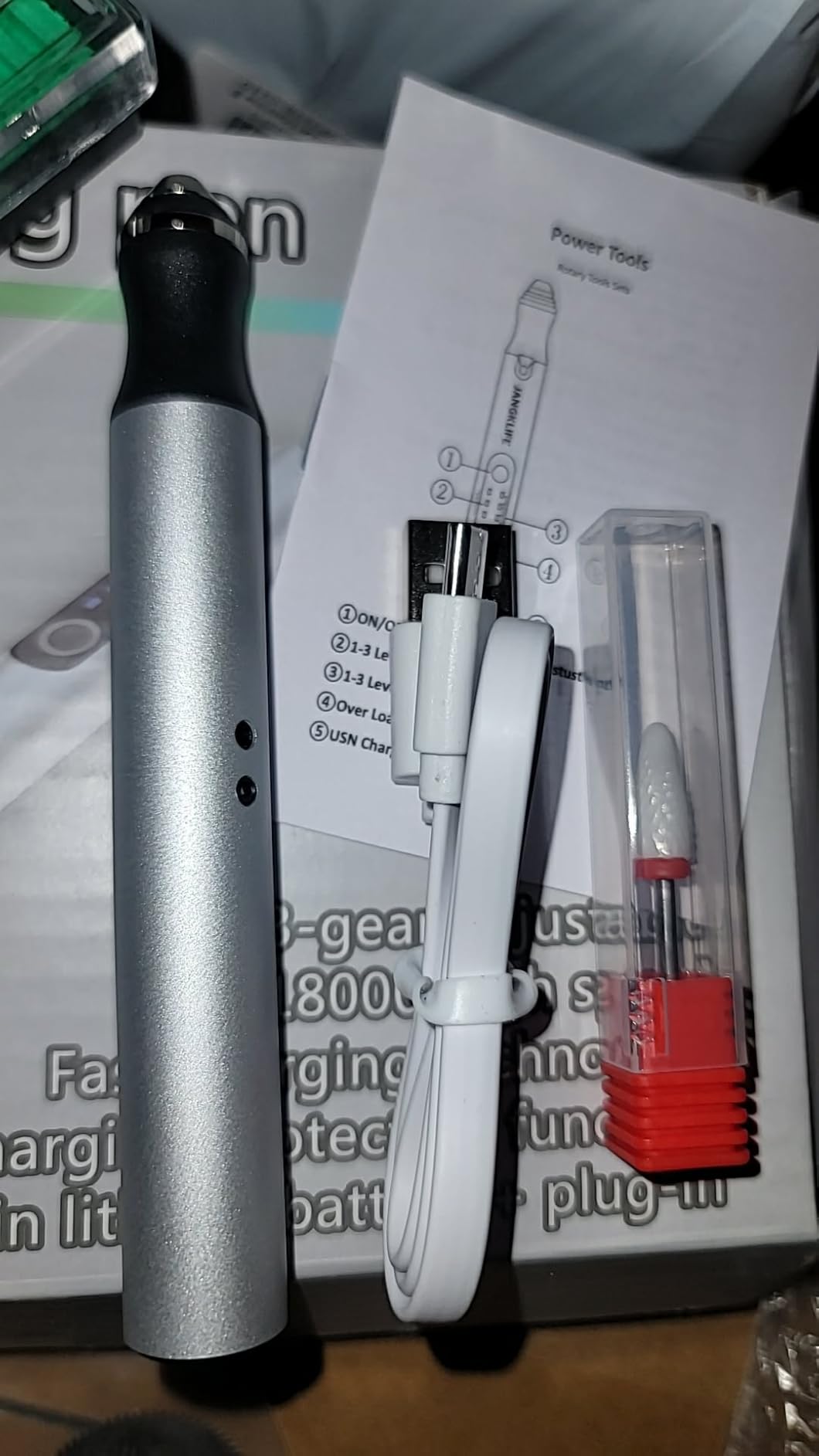 Electric Engraving Pen with 37 Bits, USB Rechargeable Cordless Engraving Machine, Portable DIY Rotary Engraver for Jewelry Wood Glass Stone Carving (Silver) customer photo 2
