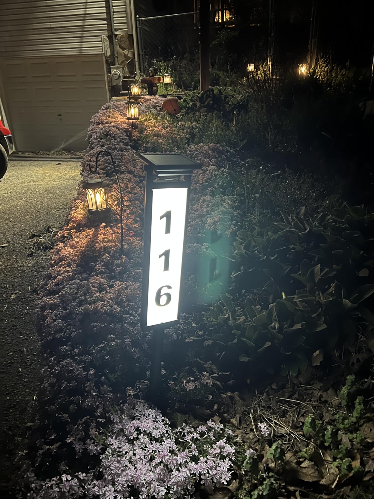 Solar Illuminated LED Lighted Address Sign, House Numbers for Outside Yard Home, Numbers Plaque Outdoor Waterproof, Black customer photo 1