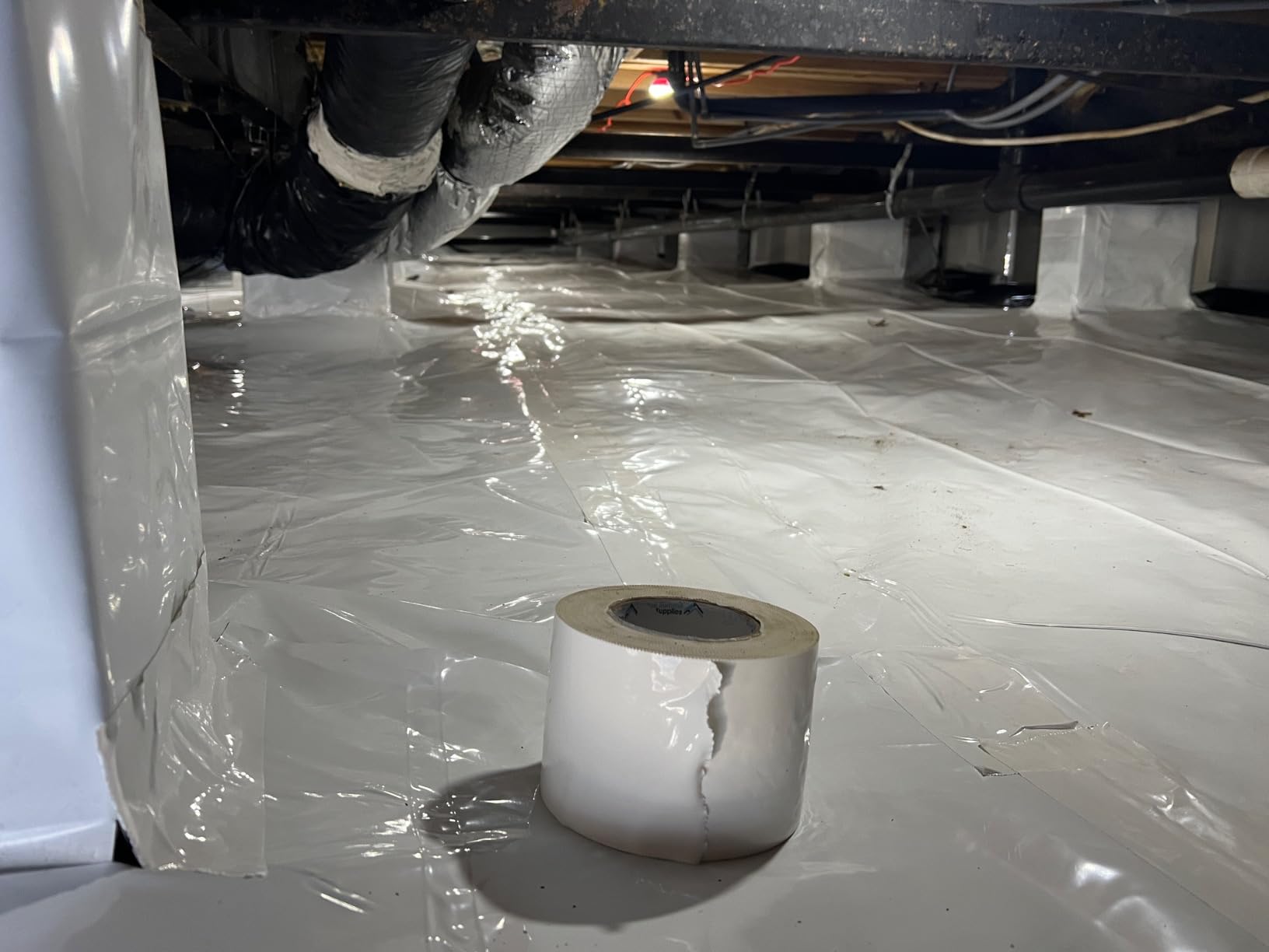 Crawl Space Vapor Barrier, 10 mil 10'x100', Thick Plastic Sheeting, Drop Cloth Vapor Barrier Covering for Crawl Space Encapsulation, Heavy Duty Plastic sheeting, Black and White Panda Film customer photo 2