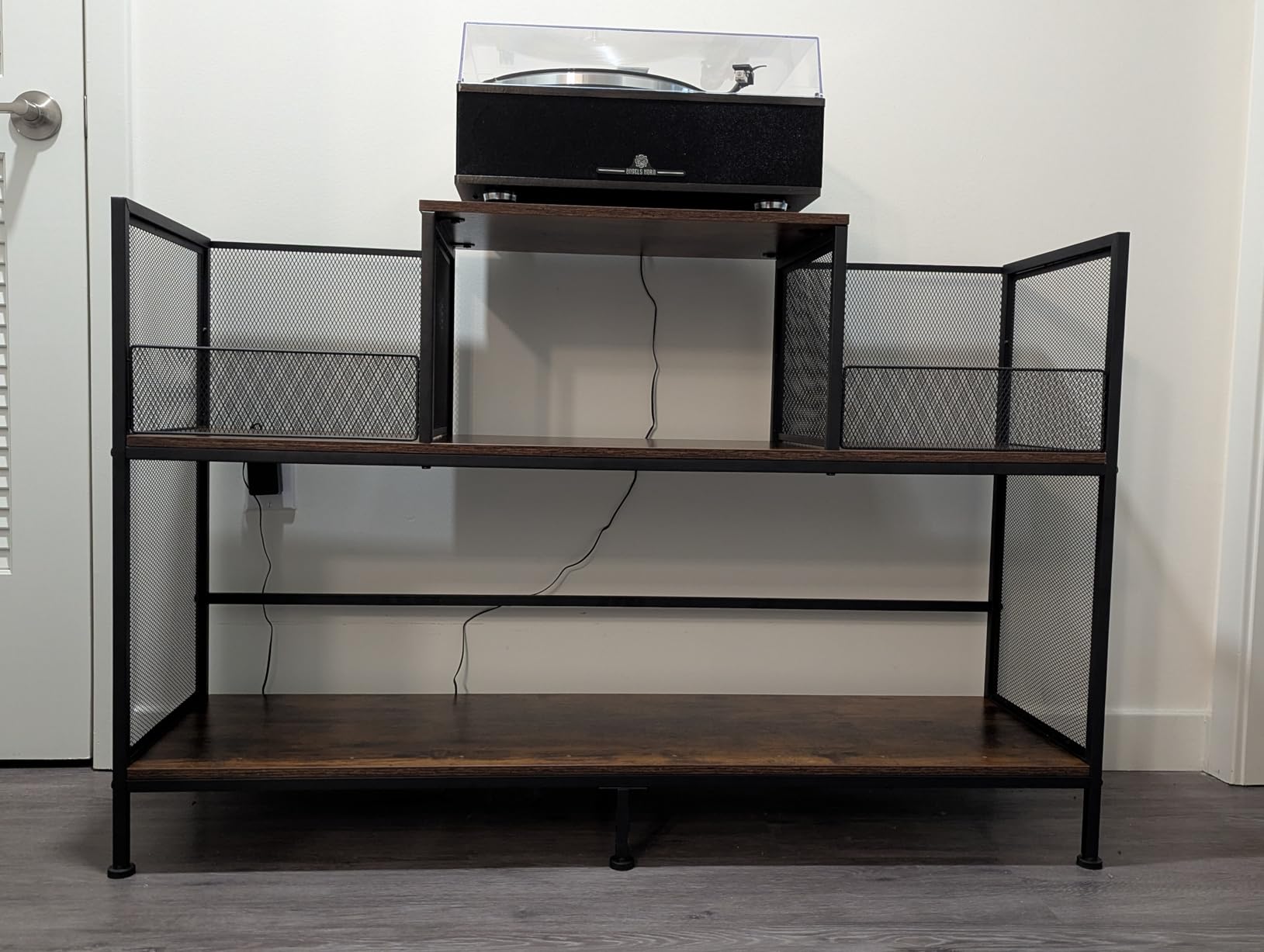 Large Vintage Record Player Table with 4 Adjustable Dividers, Vinyl Record Storage Cabinet for Up to 350 Albums, Medieval Turntable Stand for Living Room, Bedroom customer photo 2