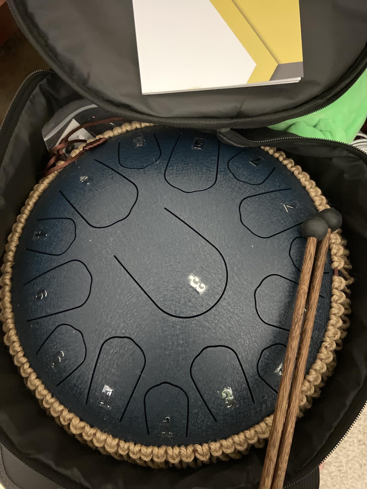 Steel Tongue Drum - 13 Inches 15 Notes Tongue Drum - Hand Pan Drum with Music Book, Handpan Drums Mallets and Carry Bag, D Major (Navy Blue) customer photo 1