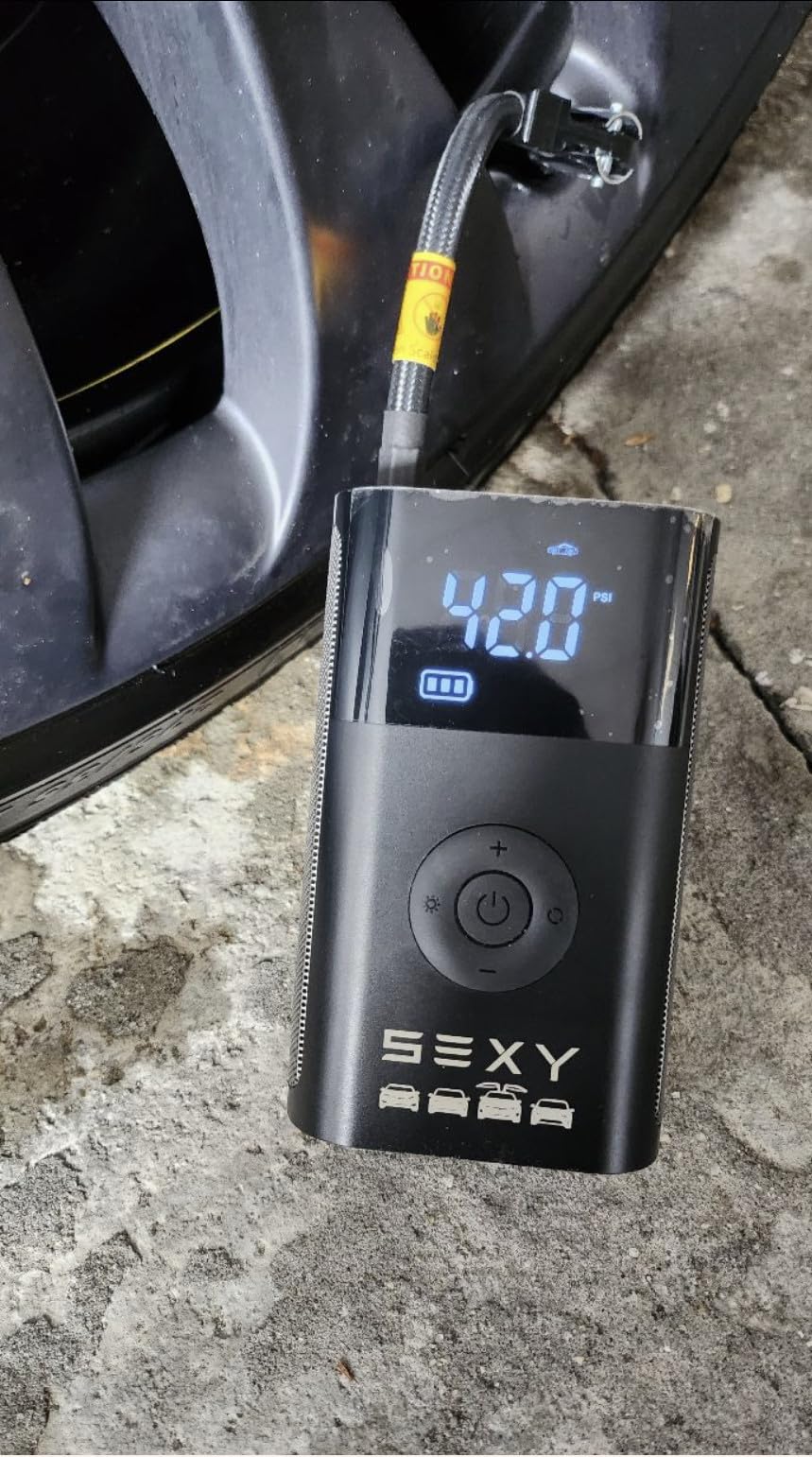 Tire Inflator Air Compressor for Tesla Model 3 Y X S, Cordless Portable Air Pump, 2026 Tesla Model Y 3 X S Accessories with Tire Pressure Gauge and Emergency Light, Multipurpose Tire Pump customer photo 1