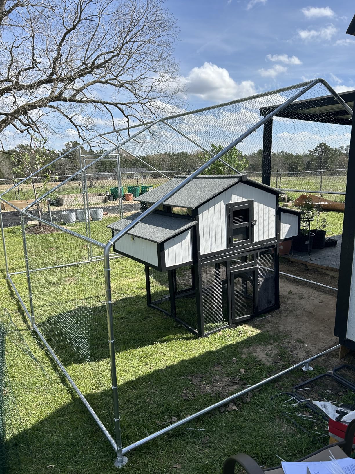 HITTITE Large Metal Chicken Coop with Run, 12.8 x 9.84 x 6.56 ft Walk in Poultry Cage Chicken Run Pen, Outdoor Chicken Runs with Waterproof & Anti-UV Cover customer photo 2