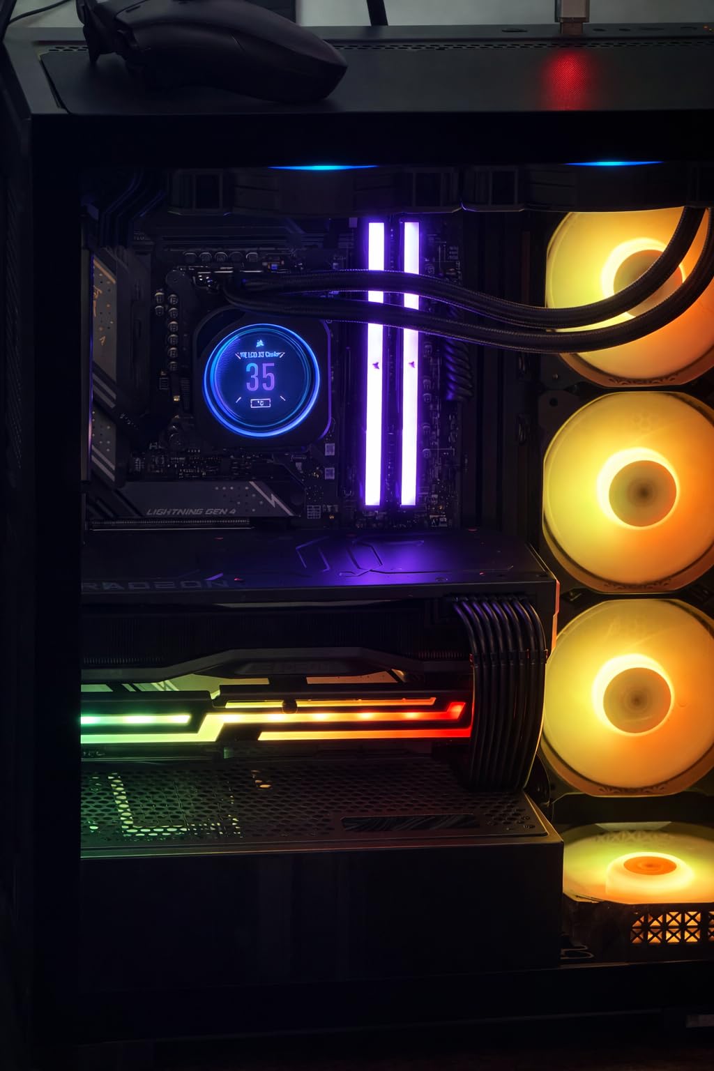 MUSETEX PC CASE ATX 6 PWM ARGB Fans Pre-Installed, Type-C Mid Tower Computer Case with Full-View Dual Tempered Glass, Gaming PC Case, Black (K2) customer photo 1