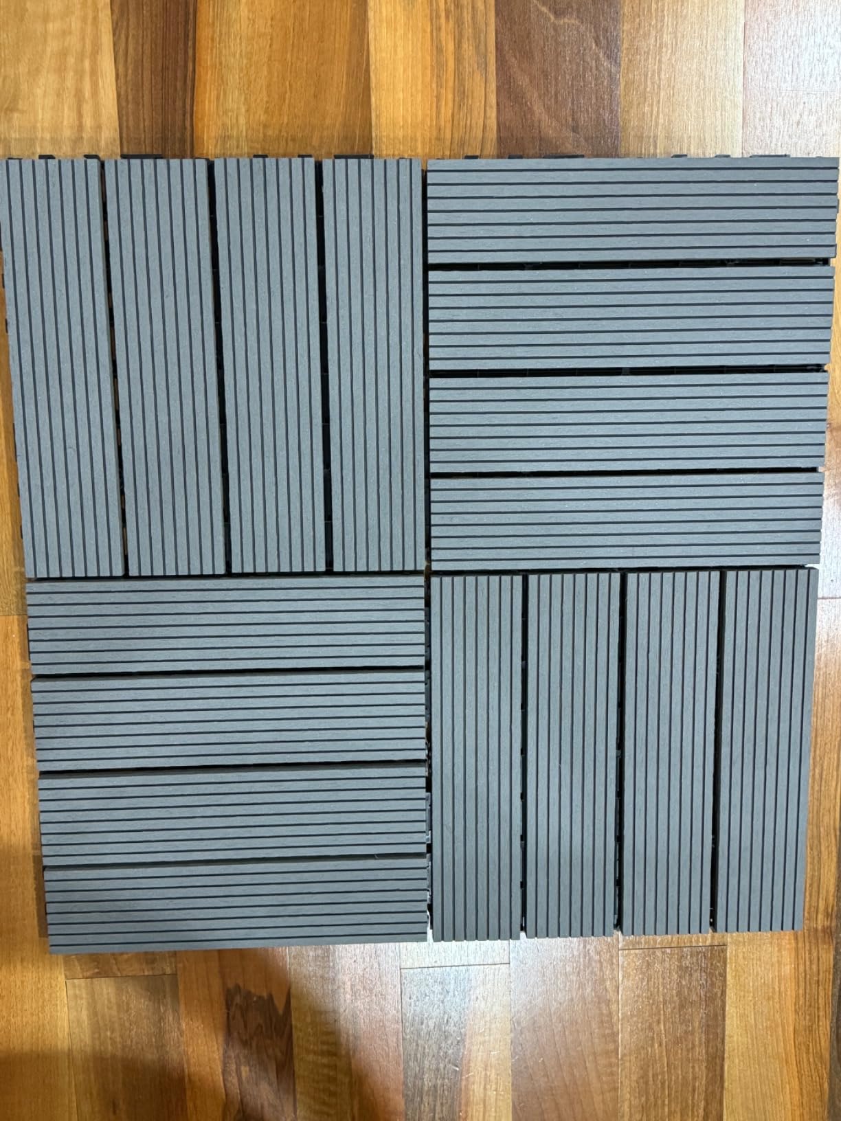 Wood Plastic Composite Deck Tiles Set of 10, Sustainable FSC Composite Decking Resist Rust, Water, Weather, Easy to DIY & Maintain - Grey customer photo 2