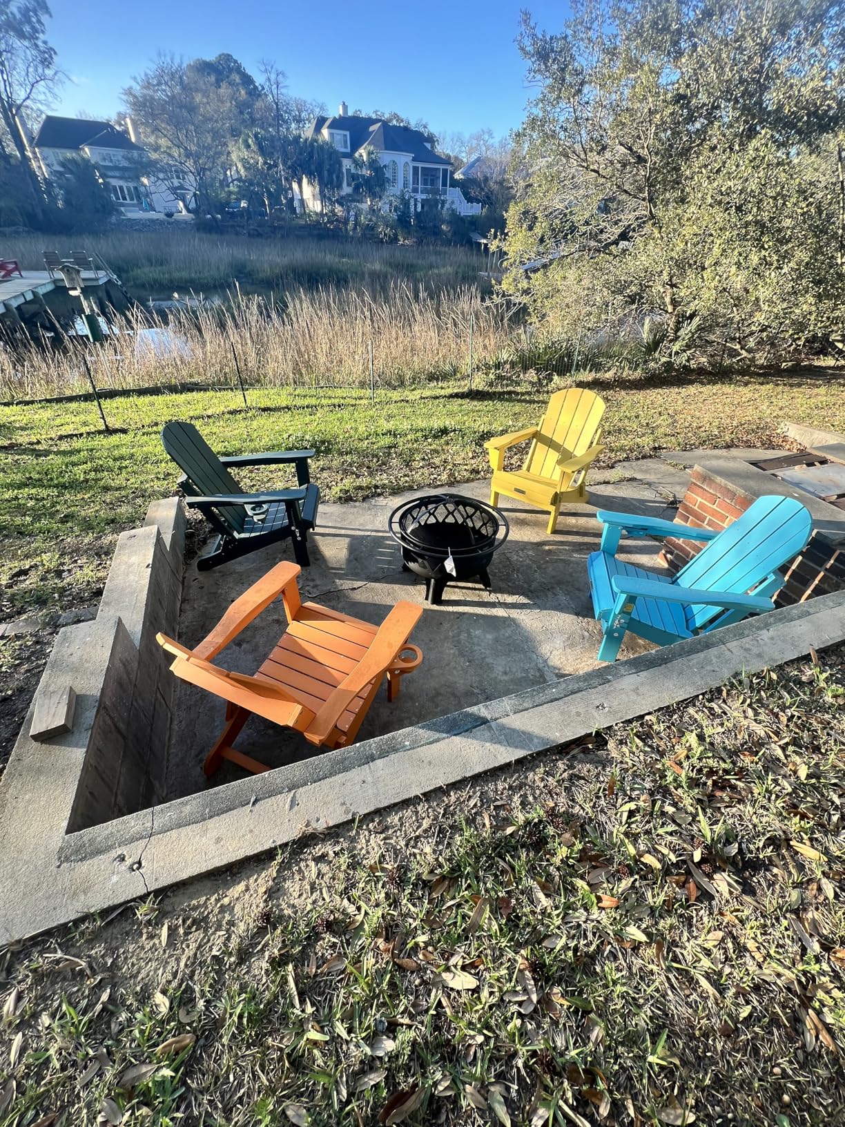 SERWALL Foldable Adirondack Chair Set of 4 for Patio Garden Outdoors Fire Pit-Ocean Blue customer photo 2
