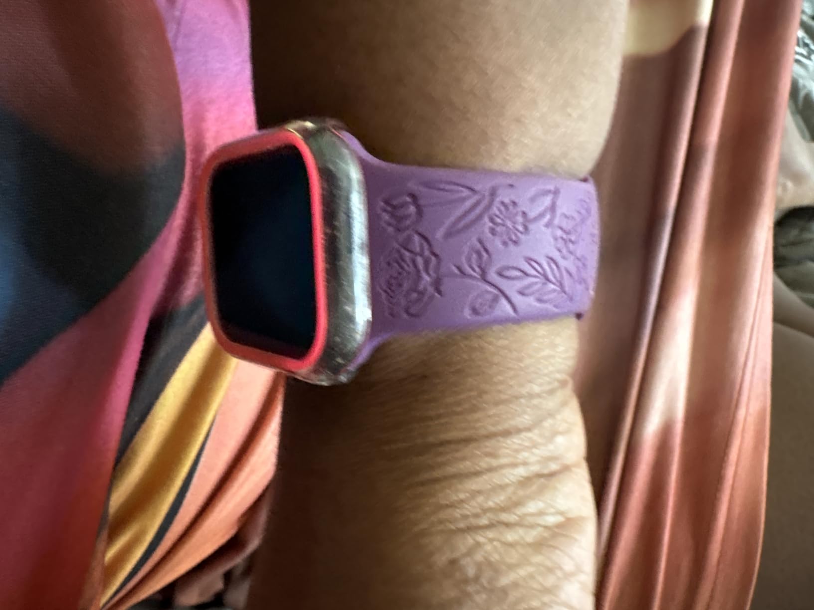 SNBLK 6 Pack Floral Engraved Bands Compatible with Apple Watch Bands 40mm 41mm 42mm 38mm 44mm 45mm 46mm 49mm Women Men, Silicone Flower Pattern Strap for iWatch Series 11 10 Se Ultra 9 8 7 6 5 4 3 2 1 customer photo 1