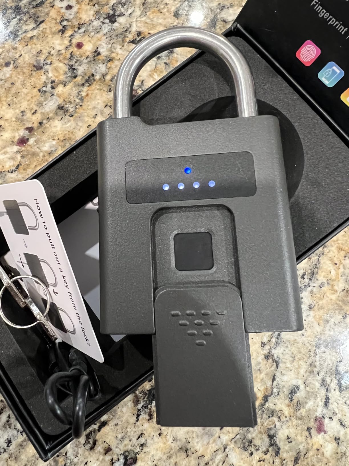 eLinkSmart Fingerprint Padlock with Key Backup, Heavy Duty Weatherproof Bluetooth Biometric Keyless Electronic Digital Smart Pad Lock for Gate Outdoor Fence Storage Locker Pool Shed customer photo 2