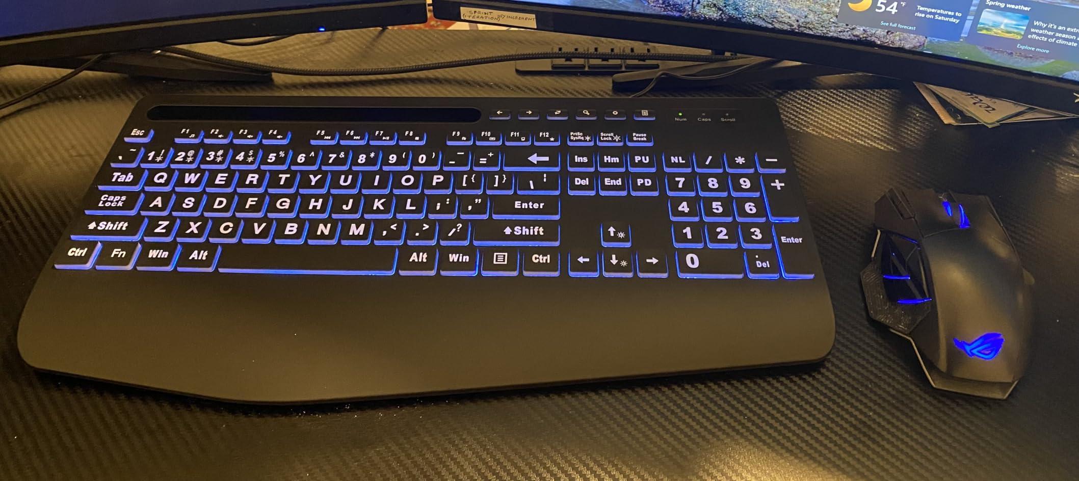 SABLUTE K21 Pro Large Print Backlit Keyboard, Wired USB Computer Keyboards with 7-Colors Backlight, Wrist Rest, Phone Holder, Oversized Letter Keys Easy to See and Type for Laptop, PC, Windows, Black customer photo 2