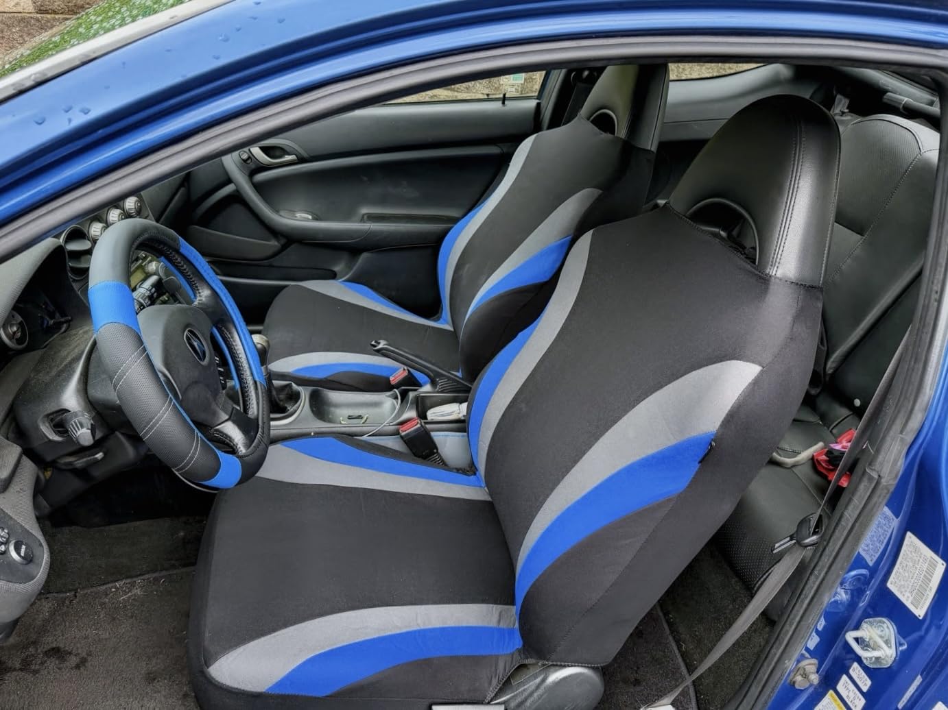 CAR PASS Line Rider Sporty Front Seat Covers,Gray Car Seat Covers Two Front Seats Only, Airbag Compatible,Universal Fit Sedans,Cars,Vans,SUV,Truck(Black and Gray) customer photo 1