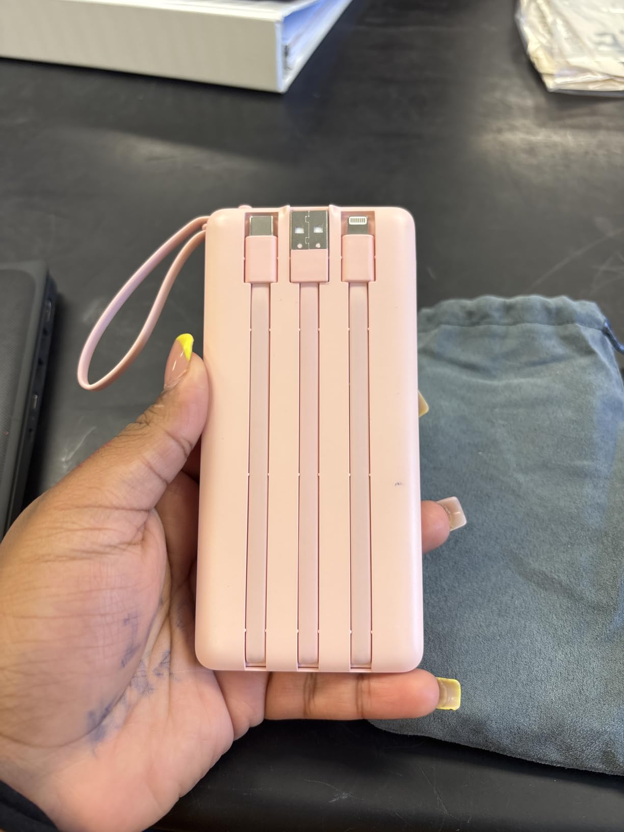 VRURC Portable Charger with Built in Cables, Slim Power Bank 10000mAh, USB C Travel Battery Pack, 5 Output 2 Input External Charging Bank for iPhone 17 16 15 14 13, Samsung, Android customer photo 2