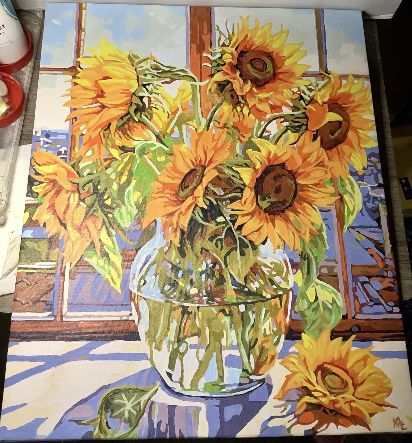 Tucocoo Hydrangea in Glass Vase Window Landscape Paint by Numbers for Adults Beautiful Flower DIY Paint by Numbers Acrylic Paint Canvas Colorful Flowers Painting Kits Art 16x20 Inch (Without Frame) customer photo 1