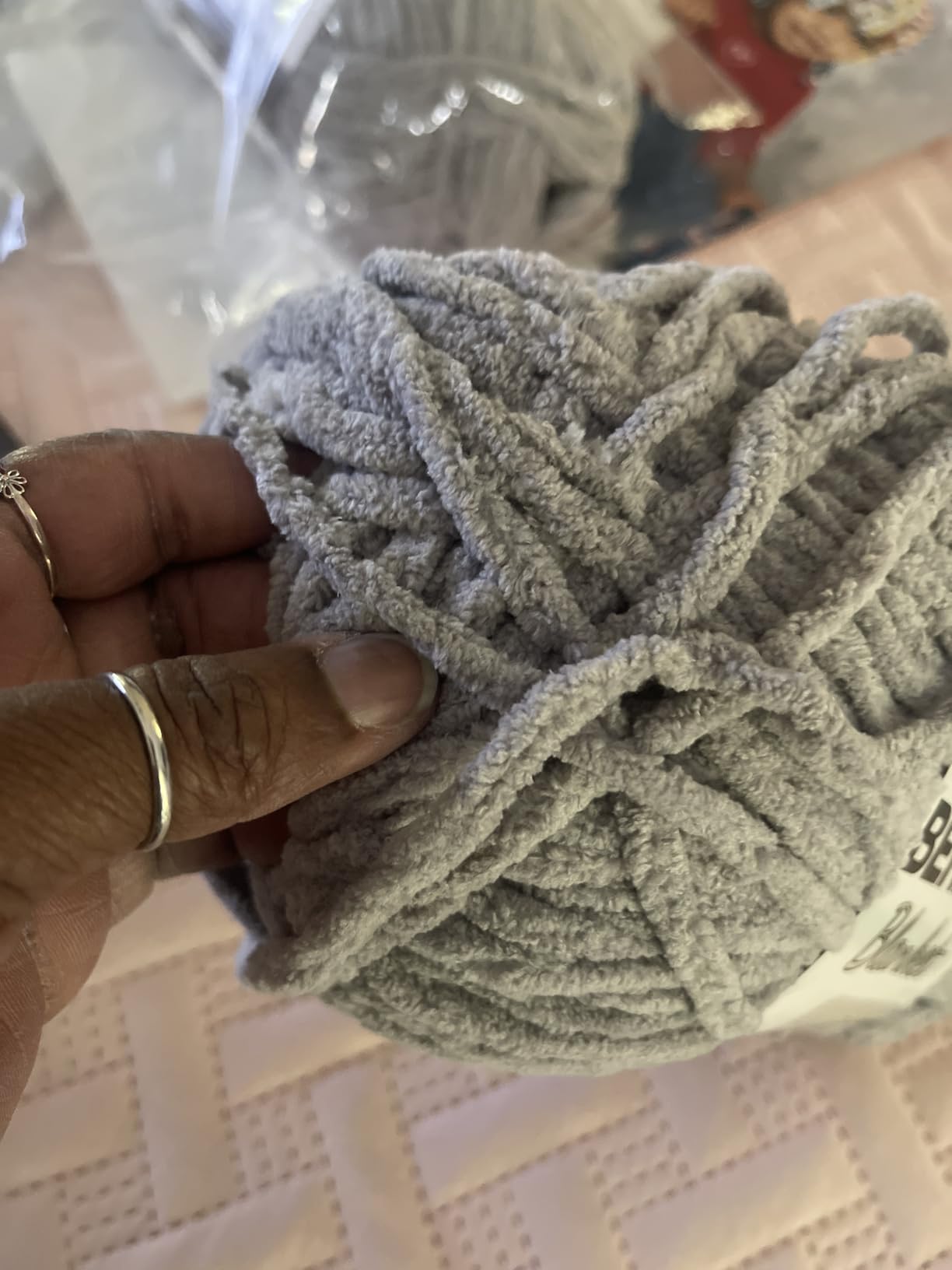 Bernat Blanket Super Bulky Acrylic Yarn - 2 Pack of 300g/10.5oz #6 Chunky Chenille Heavy Weight Yarn for Knitting and Crocheting, Amigurumi, Thick Blankets (Pink Dust, 220 Yards 2-Pack) customer photo 2