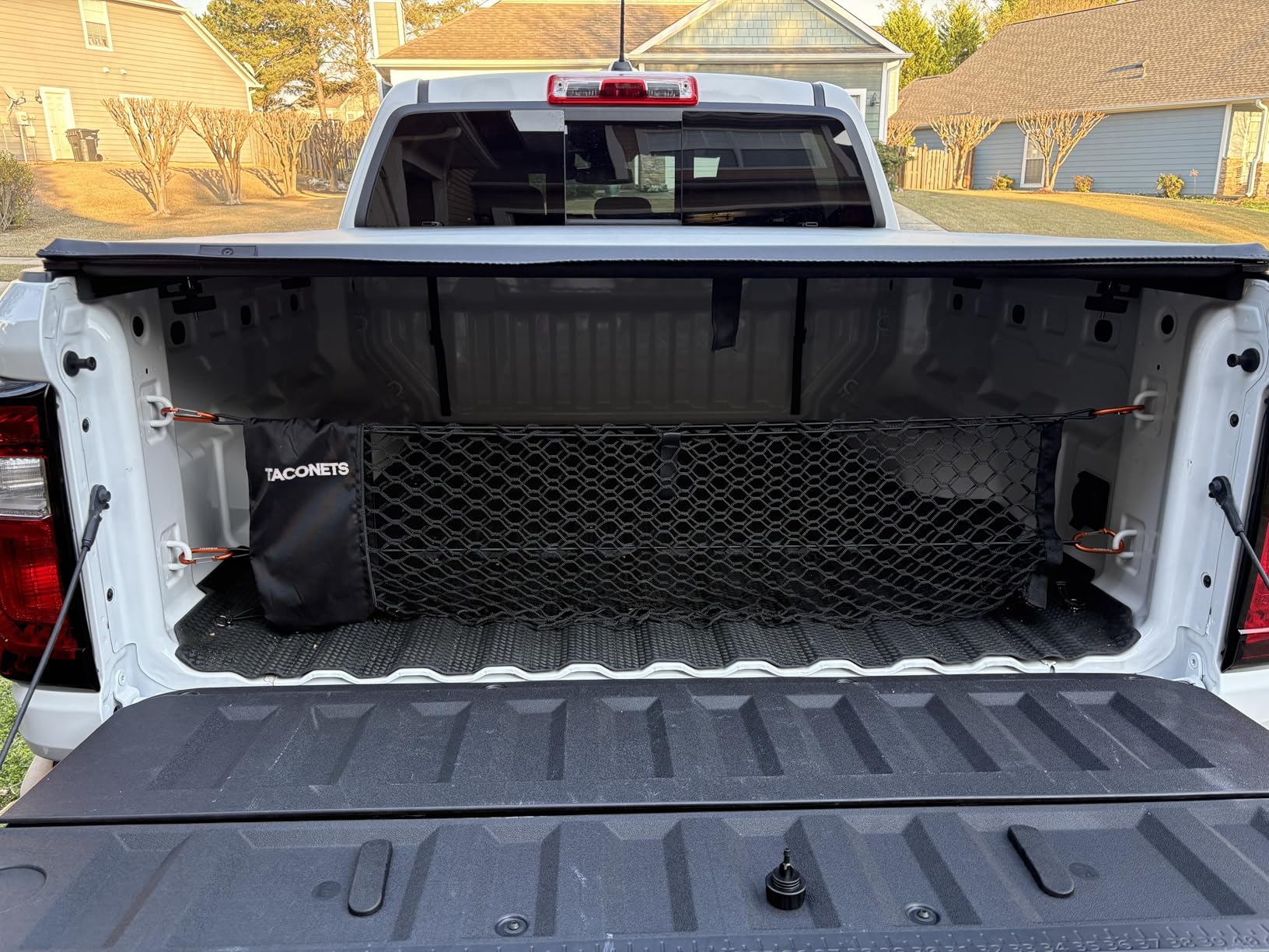 TacoNets Envelope Cargo Net for GMC Sierra & Chevy Silverado - Fits 2013-Current - Upgraded 5mm Bungee - Integrated Storage Bag - Heavy Duty Carabiners - Designed in USA customer photo 1