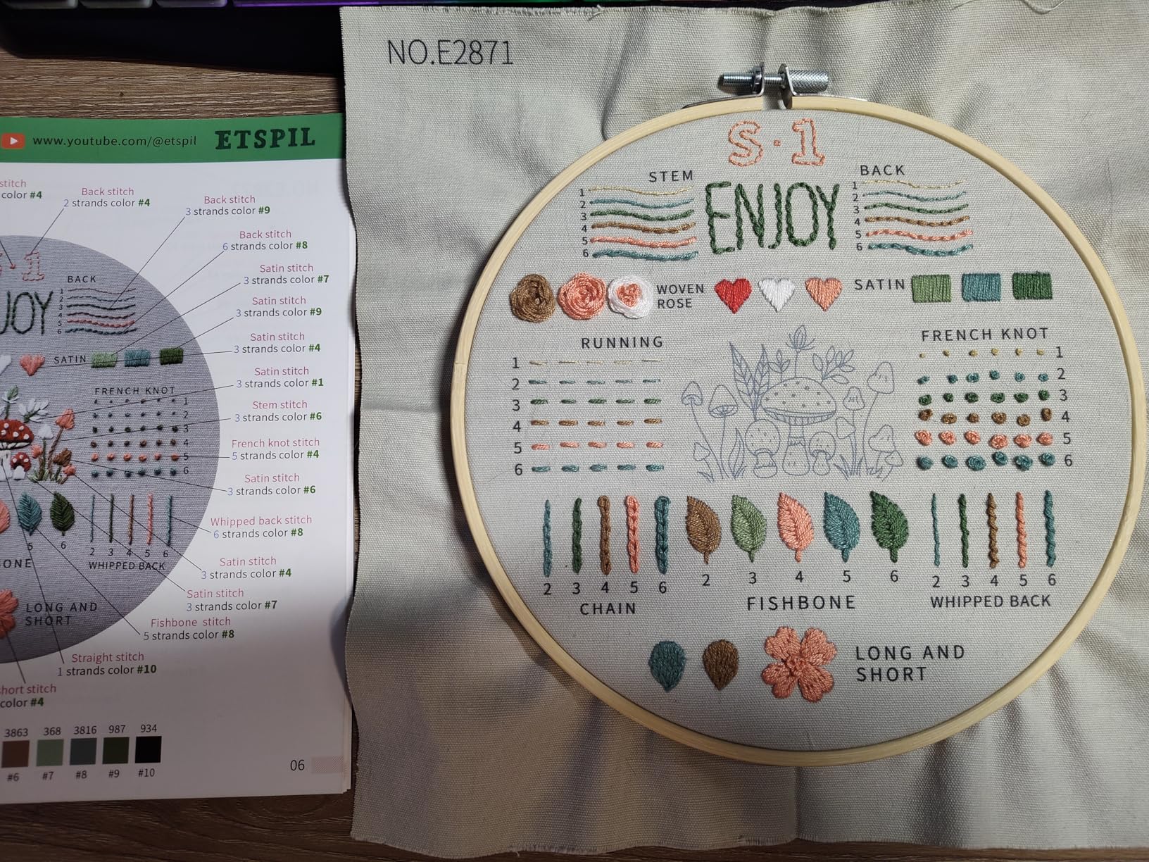 ETSPIL Embroidery Kit for Beginners, 4 Floral Patterns, Learn 33 Stitches, Pre-Printed Fabric with Video Guide customer photo 2