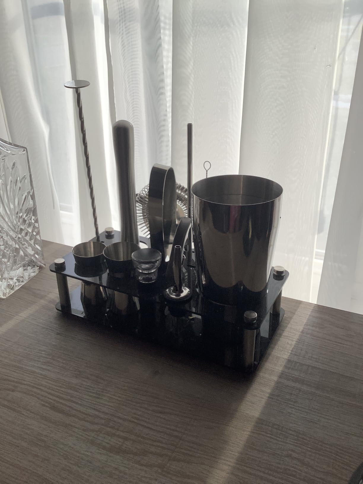 Cocktail Shaker Set Bartender Kit : 15-Piece Bar Tool Set with Acrylic Stand Bars Set with All Practical Bar Accessories, for Drink Mixing, Bar, Home, Lounge & Party, Silver customer photo 2