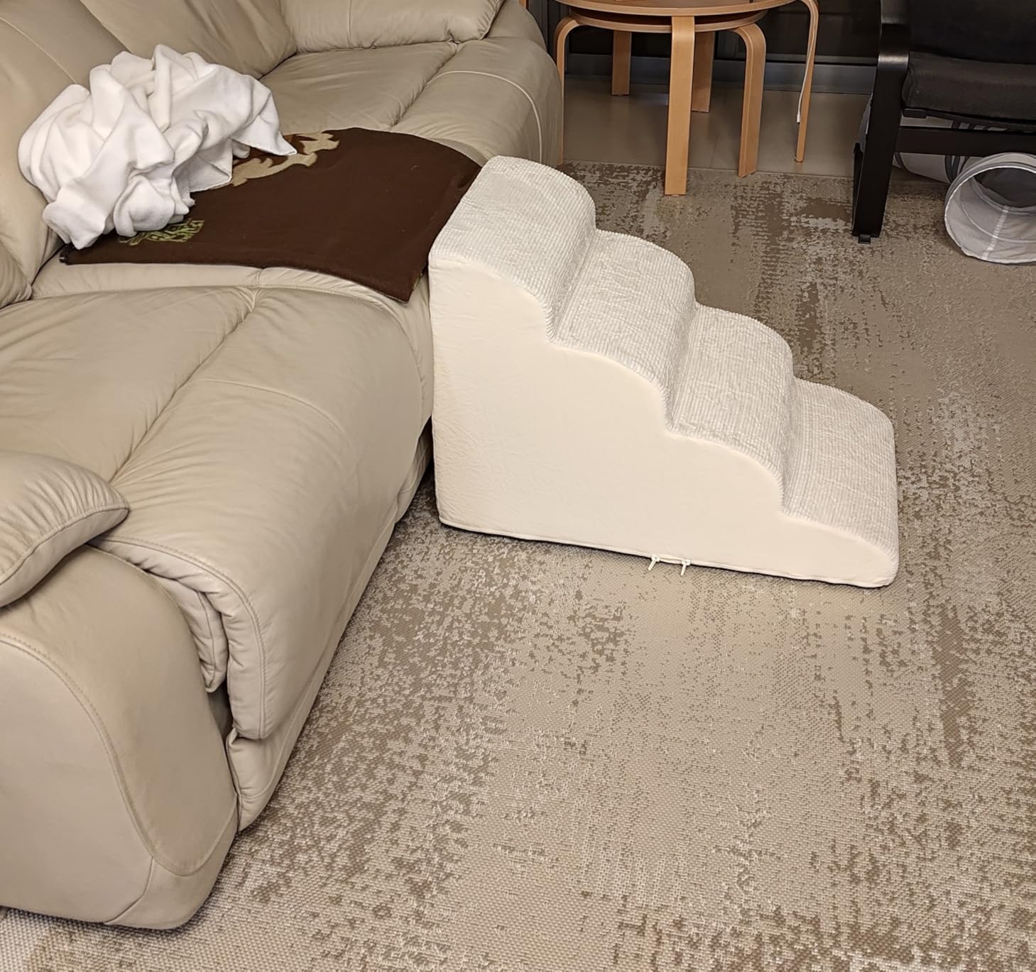 Lesure Dog Stairs for Small Dogs Pet Steps Ramp for High Bed and Couch with CertiPUR-US Certified Foam with Non-Slip Bottom, Beige, 4 Steps customer photo 1