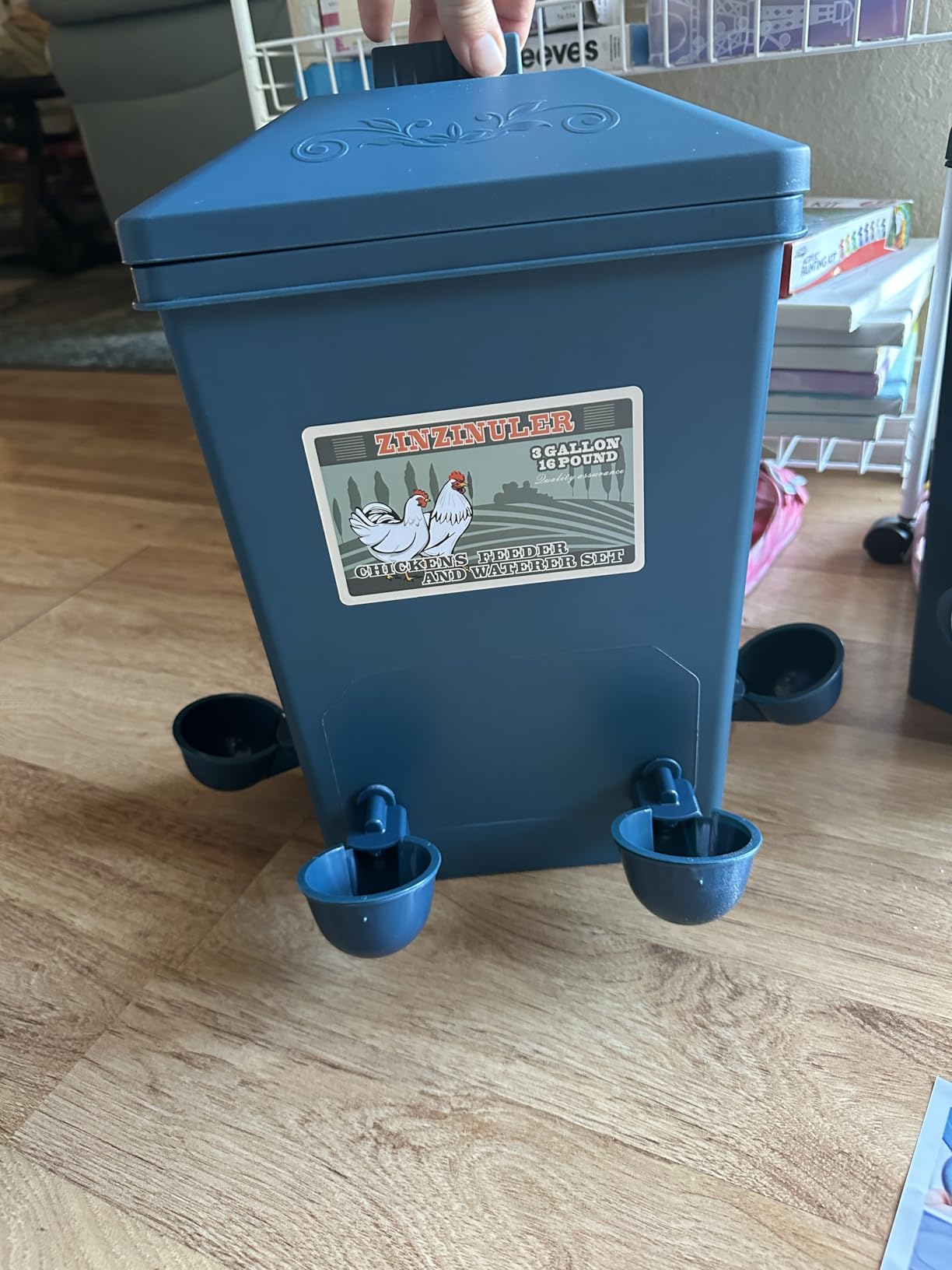 Automatic Port Chicken Feeder and Cup Waterer Set - Chicken Coop Accessories, No Waste Poultry Feeder, 3 Gallon/16 Pounds customer photo 1