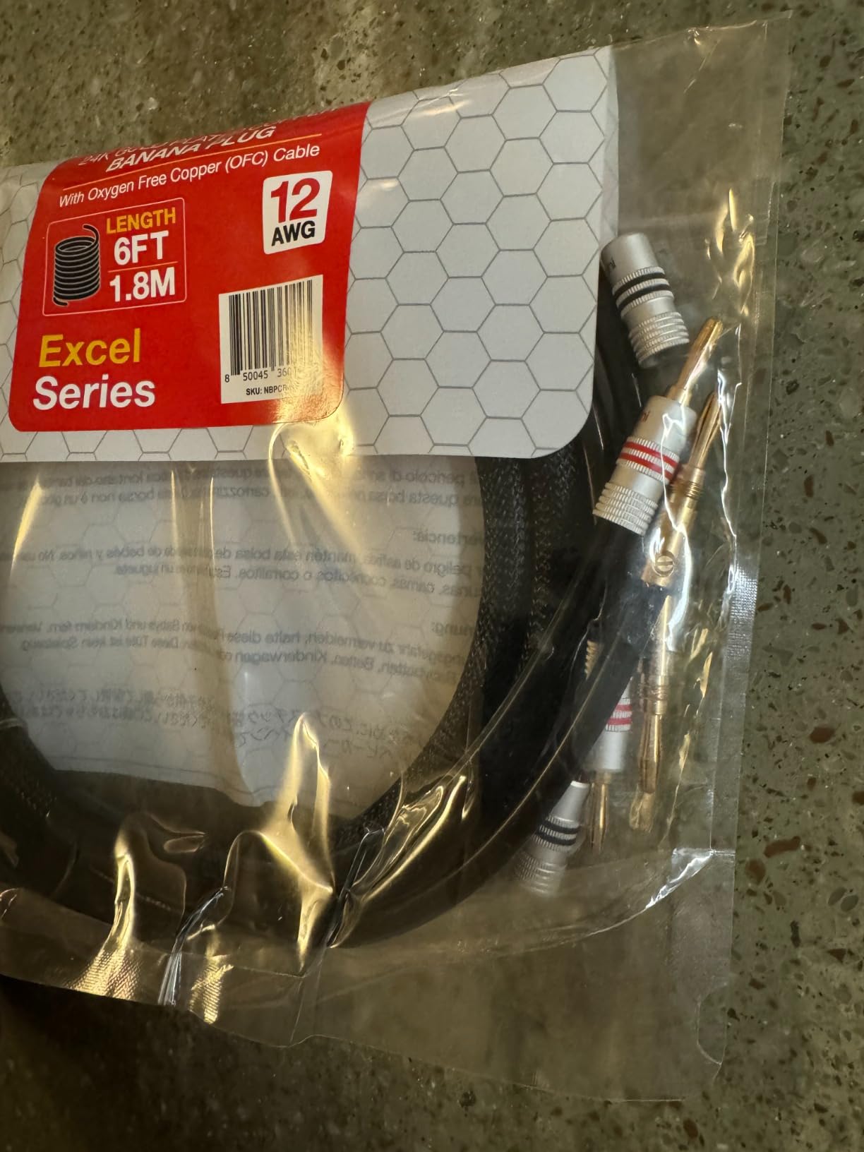 Nakamichi Excel Series 24k Gold Plated Banana Plugs with Speaker Cable Wire 99.9% Oxygen-Free Copper (OFC) Heavy Duty Braided for Amplifier Hi-Fi Home Theatre - Black (12 AWG / 15 feet / 4.5m) customer photo 1