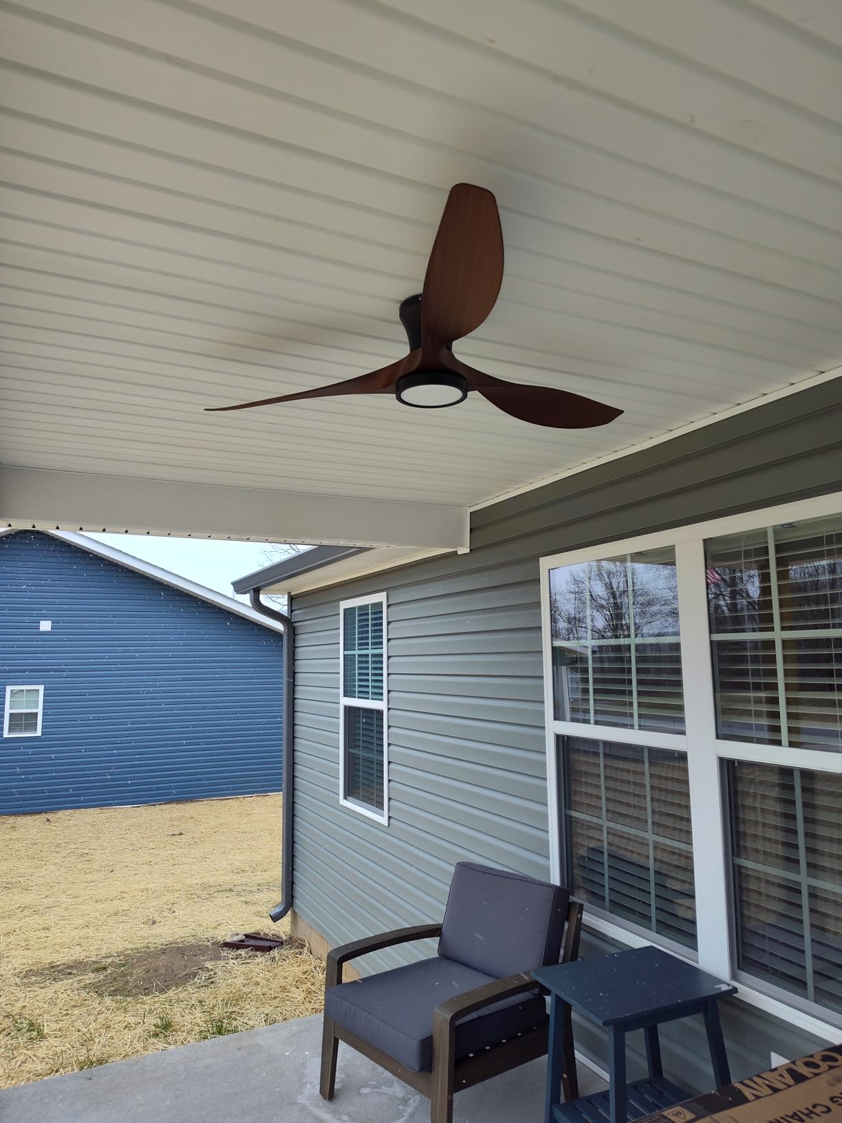 TALOYA 52 Inch Ceiling Fans with Led Lights Remote Control Flush Mount Low Profile for Bedroom Farmhouse Patio Outdoor Living Room Kitchen Dining Room,DC Motor,Reversible,Buzzer ON/Off,Black Walnut customer photo 2