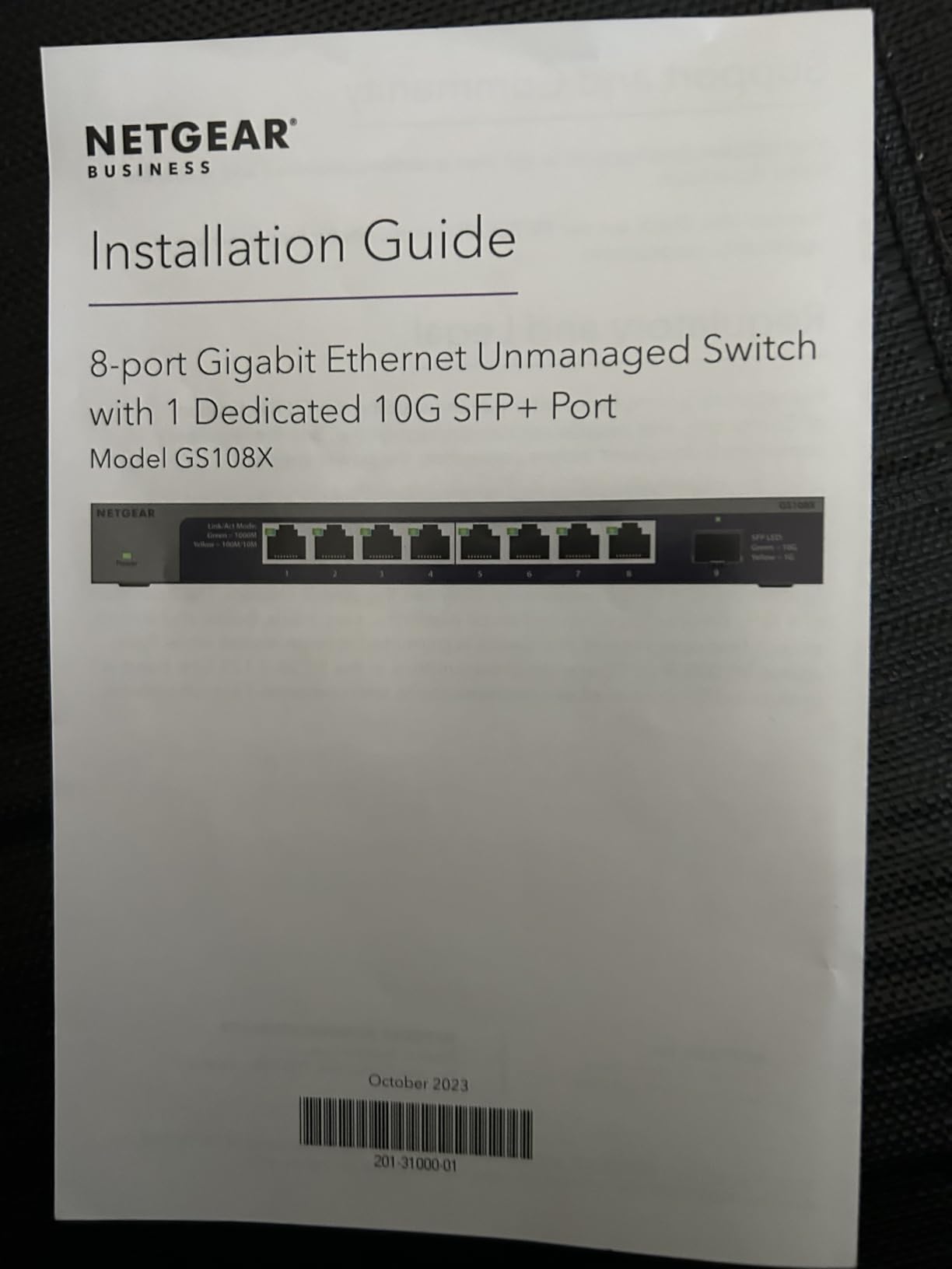 NETGEAR 8-Port 1G/10G Gigabit Ethernet Unmanaged Switch (GS108X) - with 1 x 10G SFP+, Desktop or Wall-Mount, Limited Lifetime Protection customer photo 2