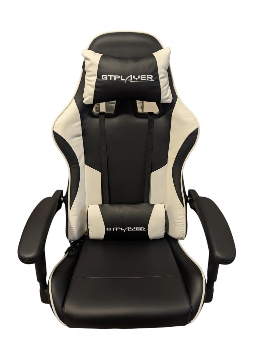 GTPLAYER Gaming Chair with Footrest, Computer Chair with and Lumbar Support, Height Adjustable Game Chair with 360-Swivel Seat and Headrest and for Office or Gaming (All Black-Fabric) customer photo 1