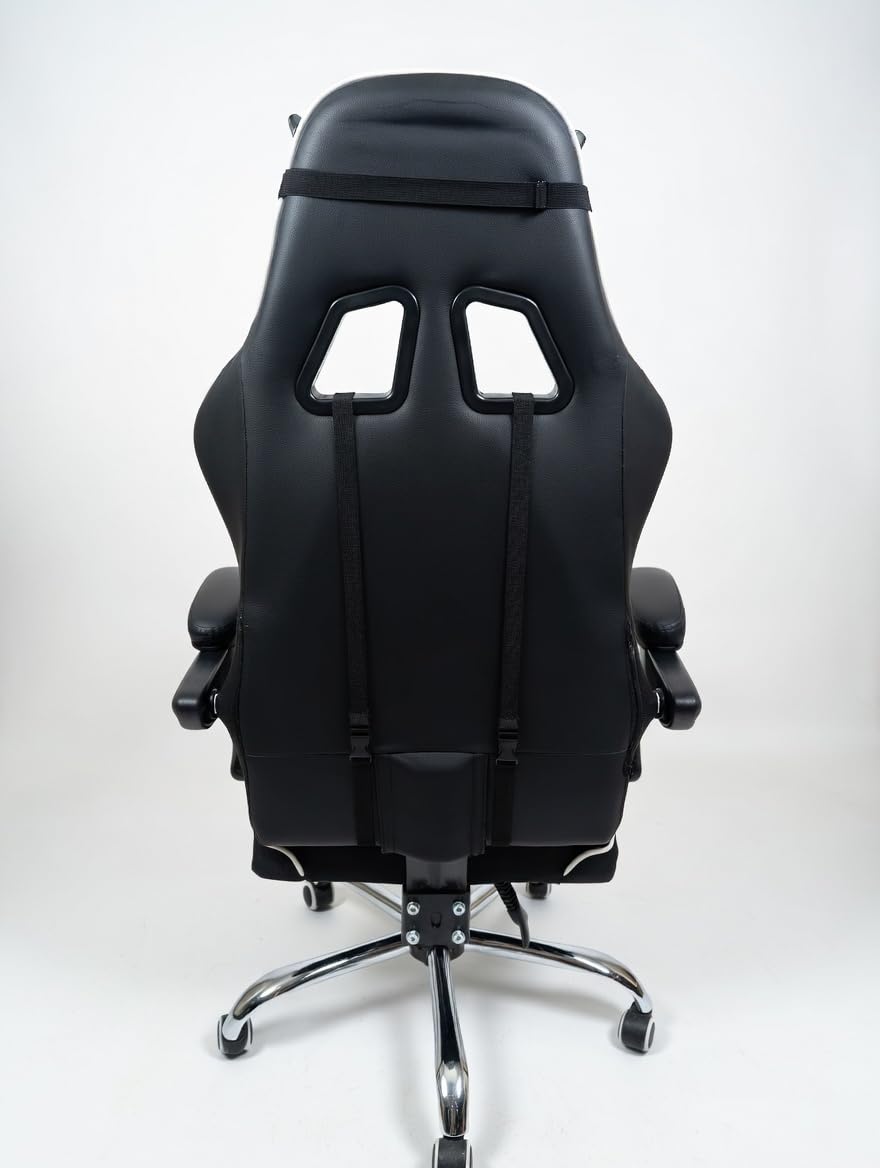 GTPLAYER Gaming Chair with Footrest, Computer Chair with and Lumbar Support, Height Adjustable Game Chair with 360-Swivel Seat and Headrest and for Office or Gaming (All Black-Fabric) customer photo 2