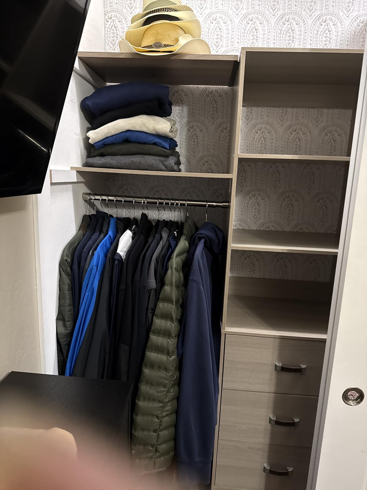 8FT Closet System, 96'' Closet Organizer System with 3 Hanging Rods, Wall Mount Bedroom Wardrobe with 3 Drawers customer photo 1