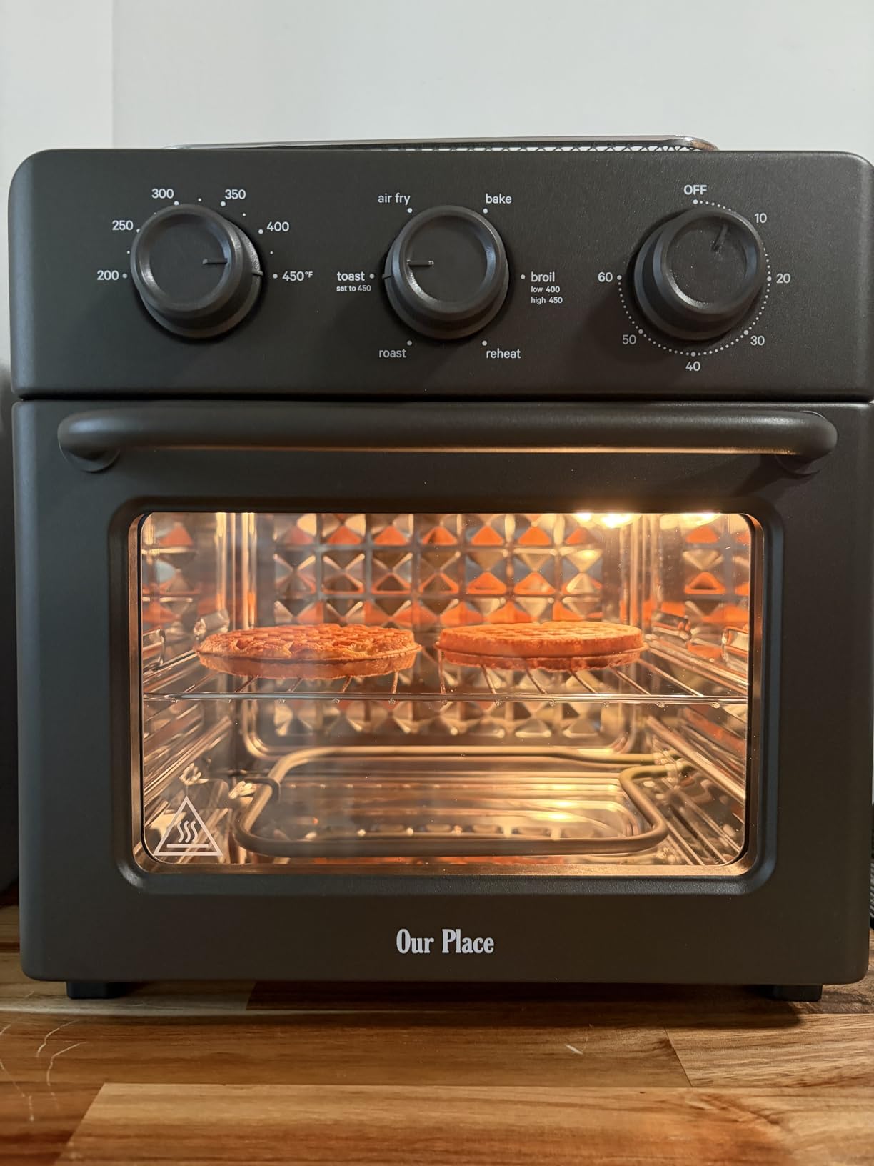 Our Place Wonder Oven | 6-in-1 Stainless Steel Air Fryer Toaster Oven Combo with Basket, Rack, Pan & Tray | Compact 13 QT Countertop Capacity - Toast, Roast, Bake, Reheat, Broil & Steam | Charcoal customer photo 1