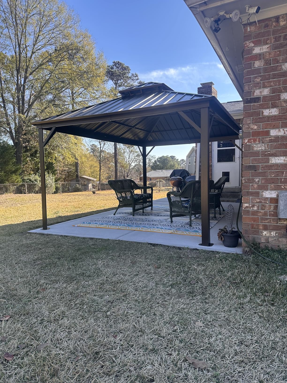 YOLENY 12' x 18' Hardtop Gazebo, Metal Gazebo with Aluminum Frame, Double Galvanized Steel Roof, Curtains and Netting Included, Metal Gazebos Pergolas for Patios, Garden, Parties, Lawns customer photo 1