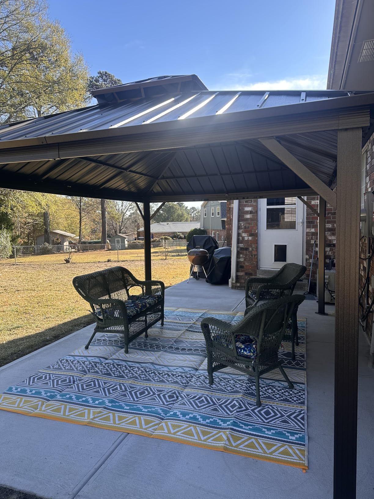 YOLENY 12' x 18' Hardtop Gazebo, Metal Gazebo with Aluminum Frame, Double Galvanized Steel Roof, Curtains and Netting Included, Metal Gazebos Pergolas for Patios, Garden, Parties, Lawns customer photo 2