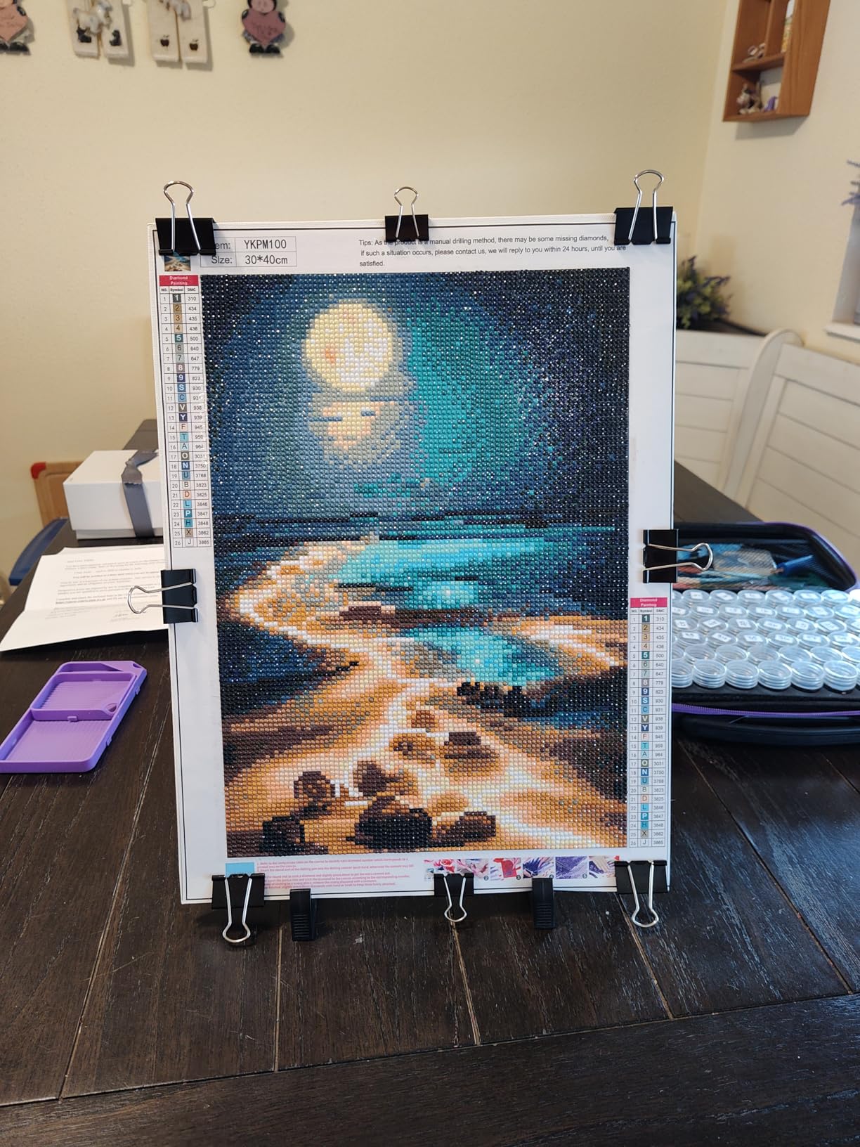 KINPLUB Moonlight Beach Diamond Painting Kits for Adults, 5D Seaside Moon Diamond Art Kits for Beginners, DIY Full Drill Paint with Diamond customer photo 2